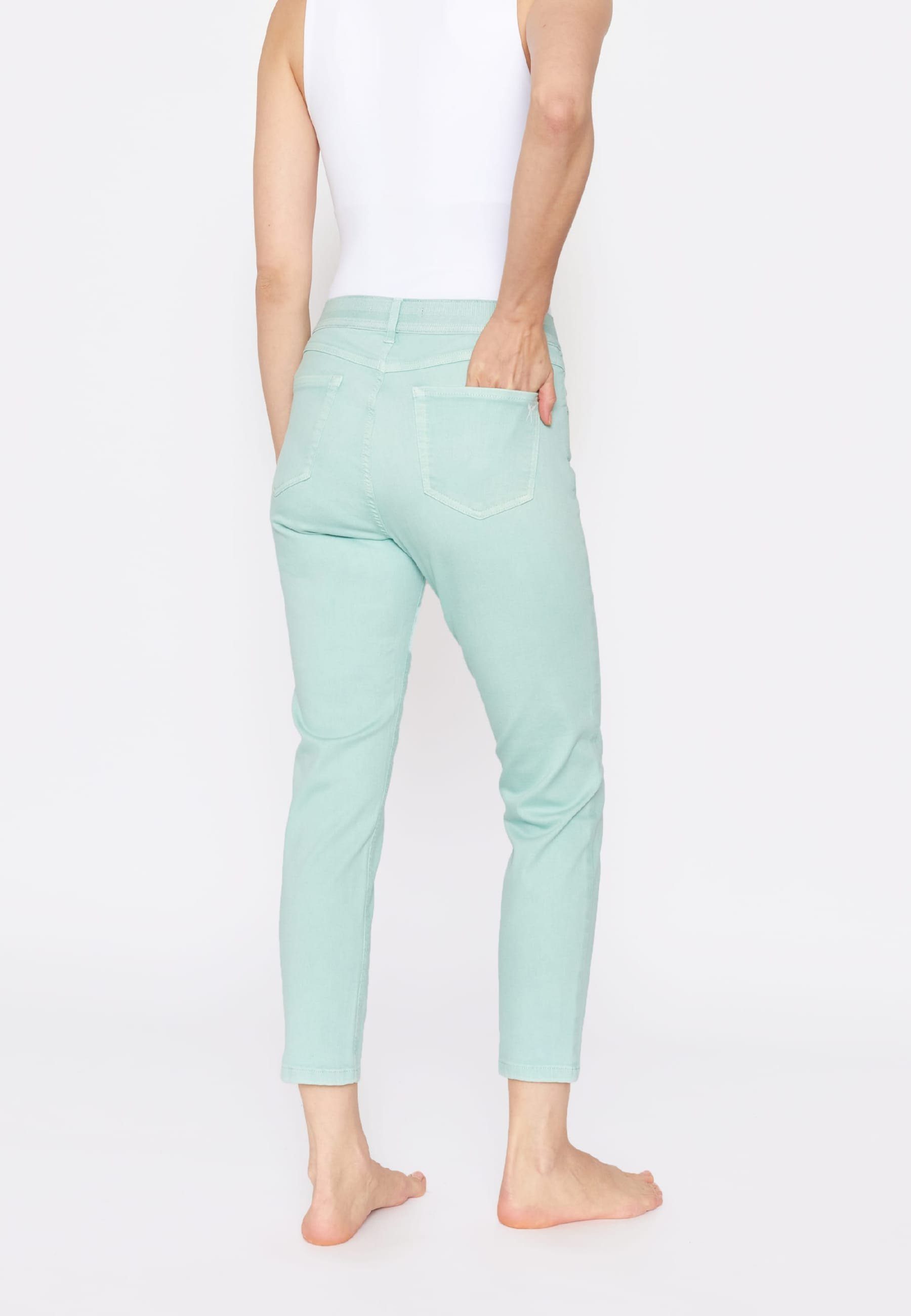 ANGELS Slim-fit-Jeans mit mint Denim Crop Jeans Label-Applikationen Coloured mit OSFA