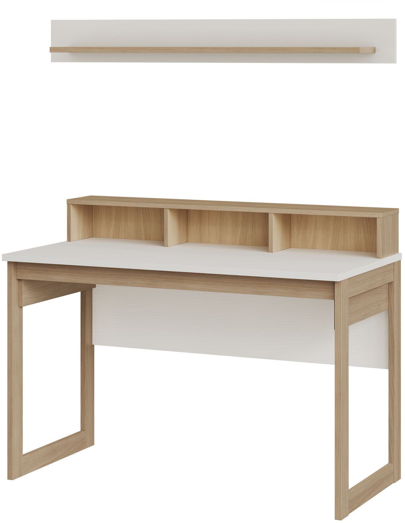 Home affaire Büromöbel-Set Stranda im Scandi-Style, Home Office, Büro in zwei Farben verfügbar, (2-tlg), enthält Schreibtisch und Wandboard