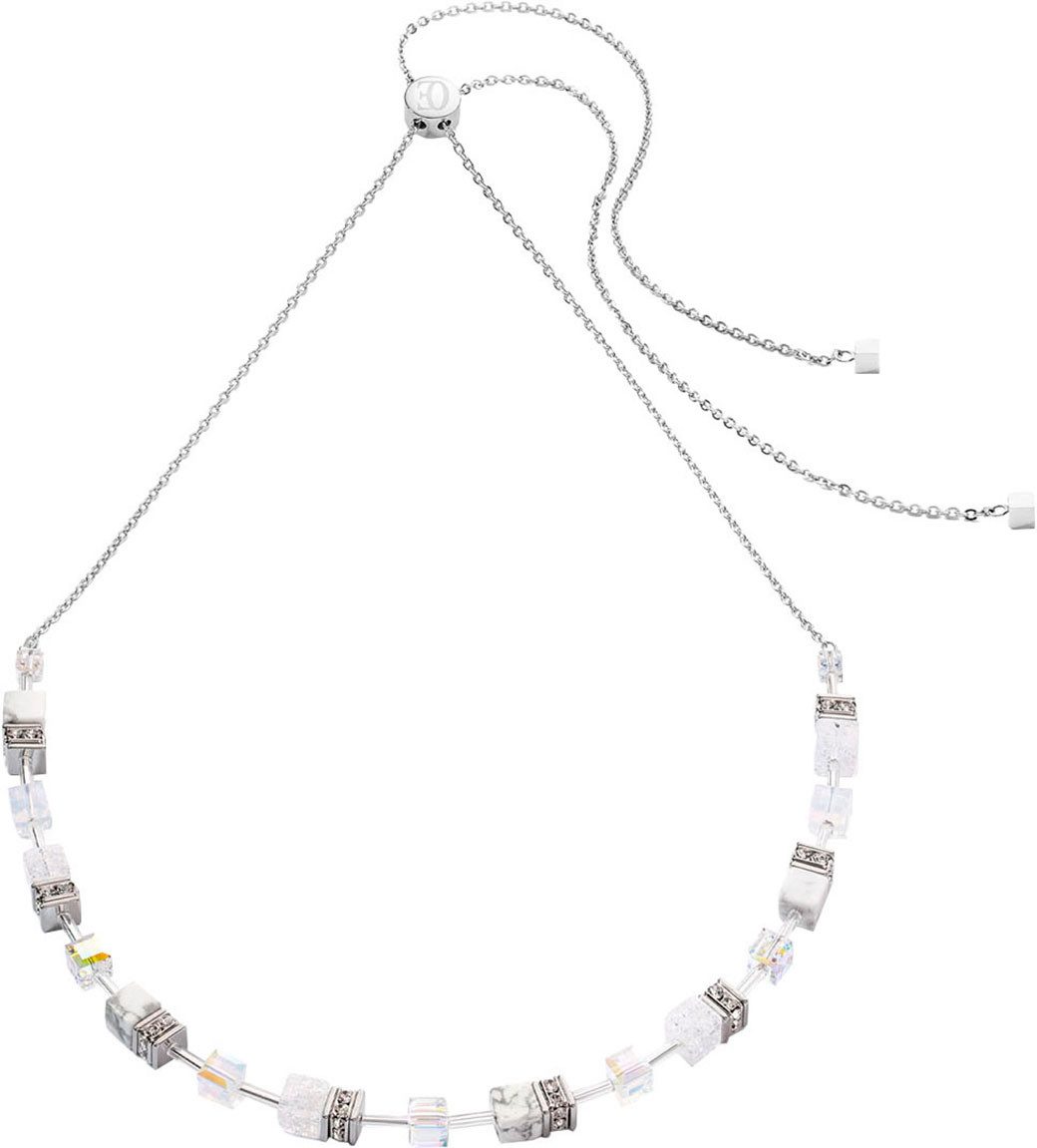 COEUR DE LION Collier Schmuck Geschenk Edelstahl GeoCUBE® Iconic Nature Würfelkette, Made in Germany - mit Swarovski® Kristall, Strassstein, Schmuckstein
