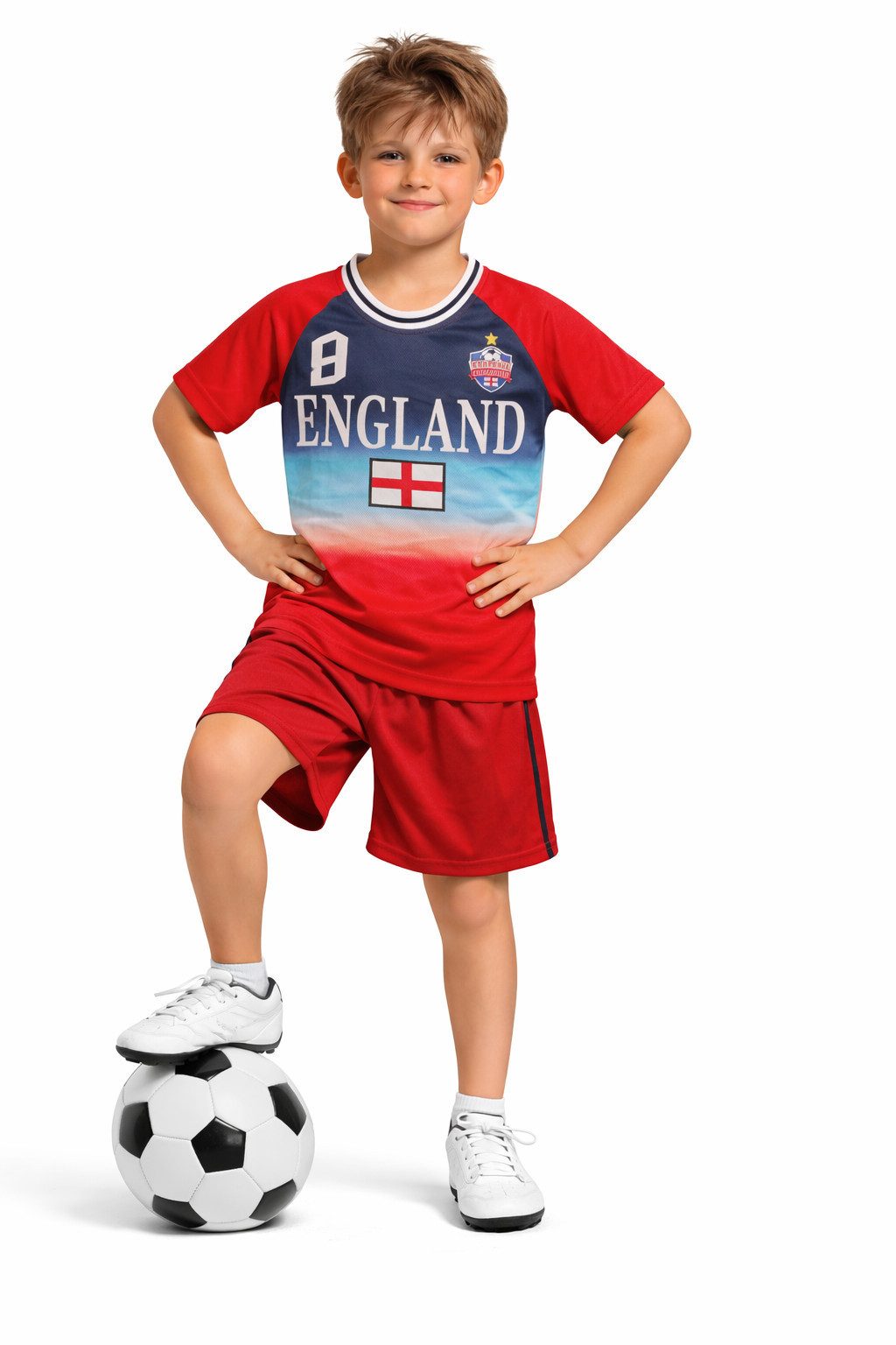 Fashion Boy Fußballtrikot Fussball Fan Set England, Trikot + Shorts, JS290e (Set)