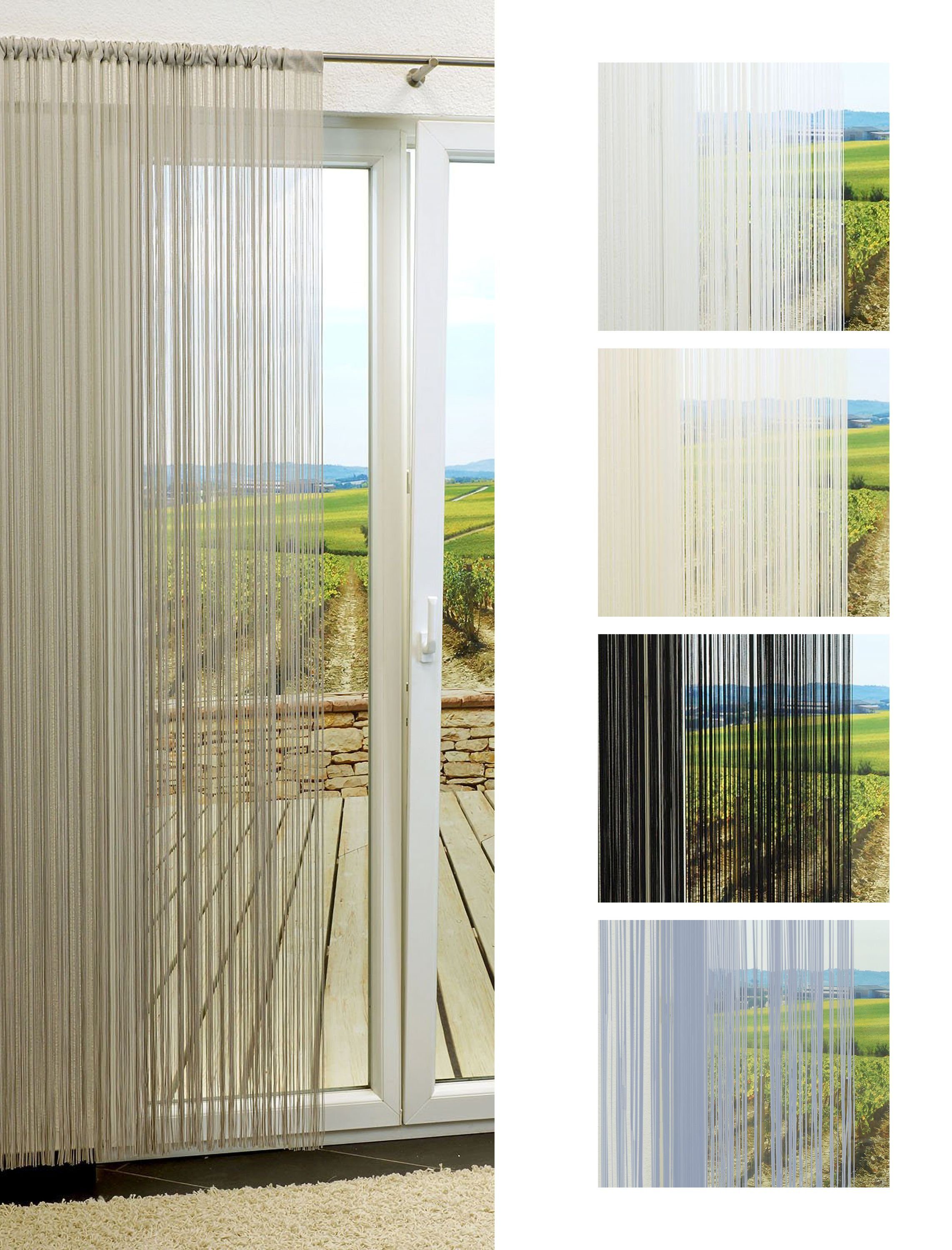 Gardine Fadenvorhang Strippe, LYSEL®, transparent, 320x100cm St), steingrau HxB (1