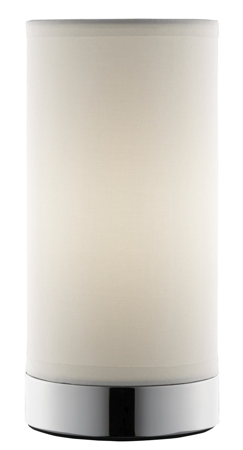 casa NOVA Tischleuchte RONNY, 1-flammig, Weiß, Silberfarben, H 20 cm, ohne Leuchtmittel, Stoffschirm, Metallgestell
