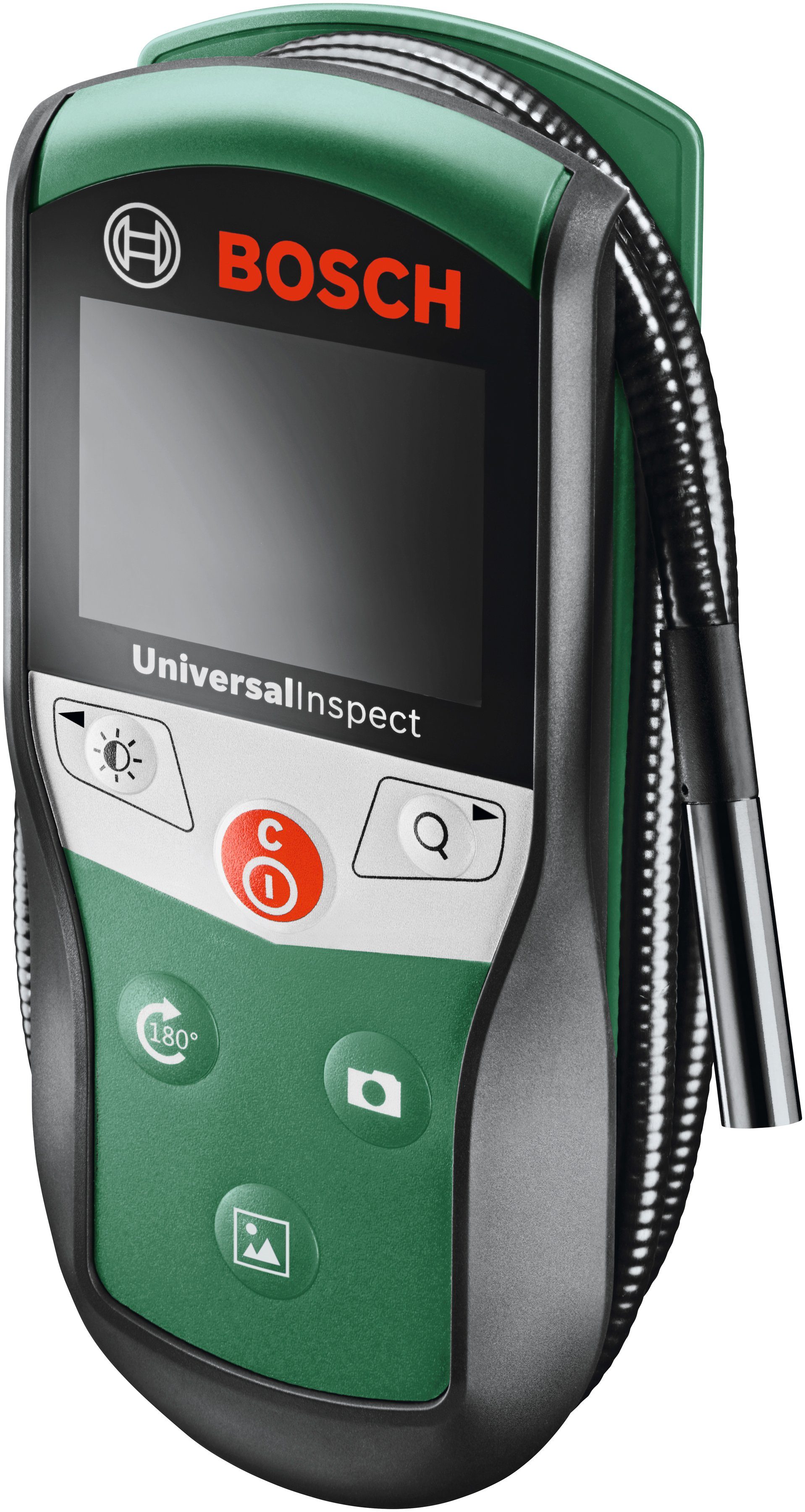 Bosch Home & Garden UniversalInspect Inspektionskamera (mit Batterien, Haken, Magnet, Spiegel, mit 2 Hülsen zum Fixieren des Zubehörs, 8 mm)