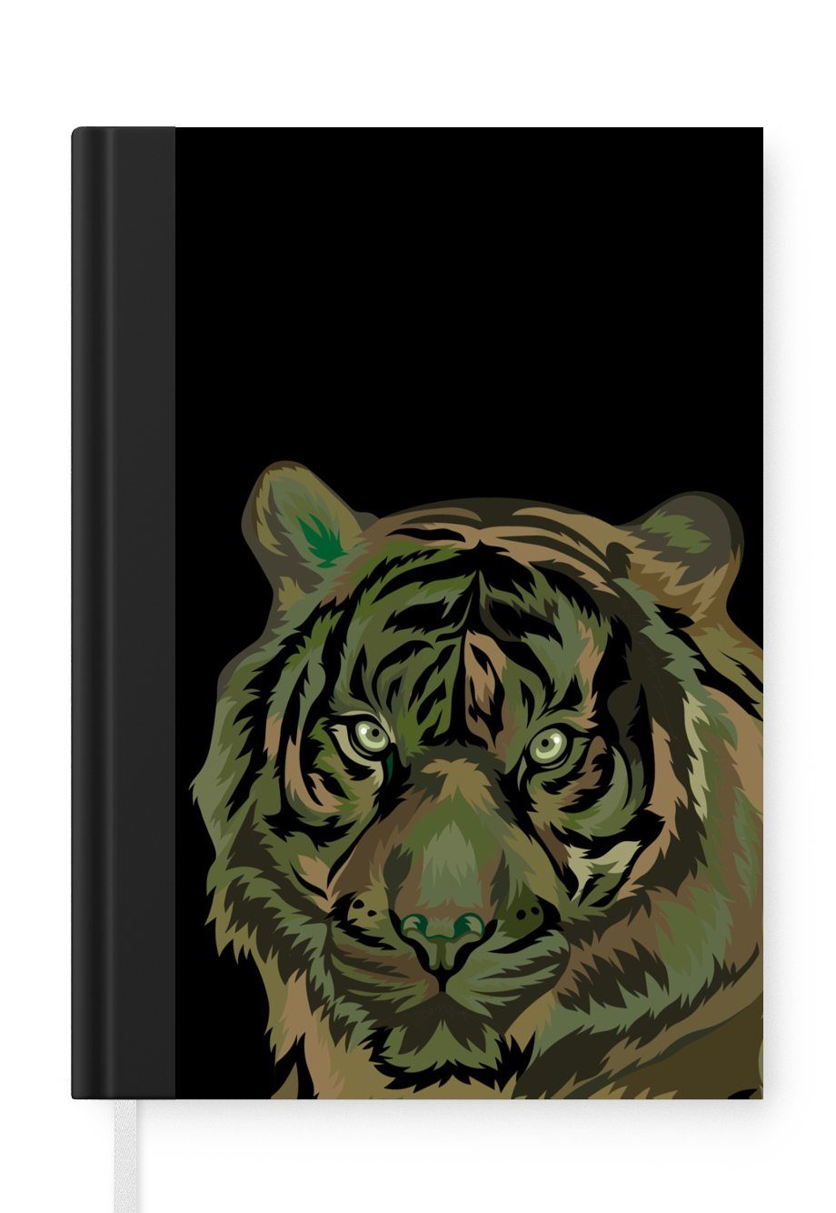 MuchoWow Notizbuch Tiger - Camouflage - Kopf, Journal, Merkzettel, Tagebuch, Notizheft, A5, 98 Seiten, Haushaltsbuch