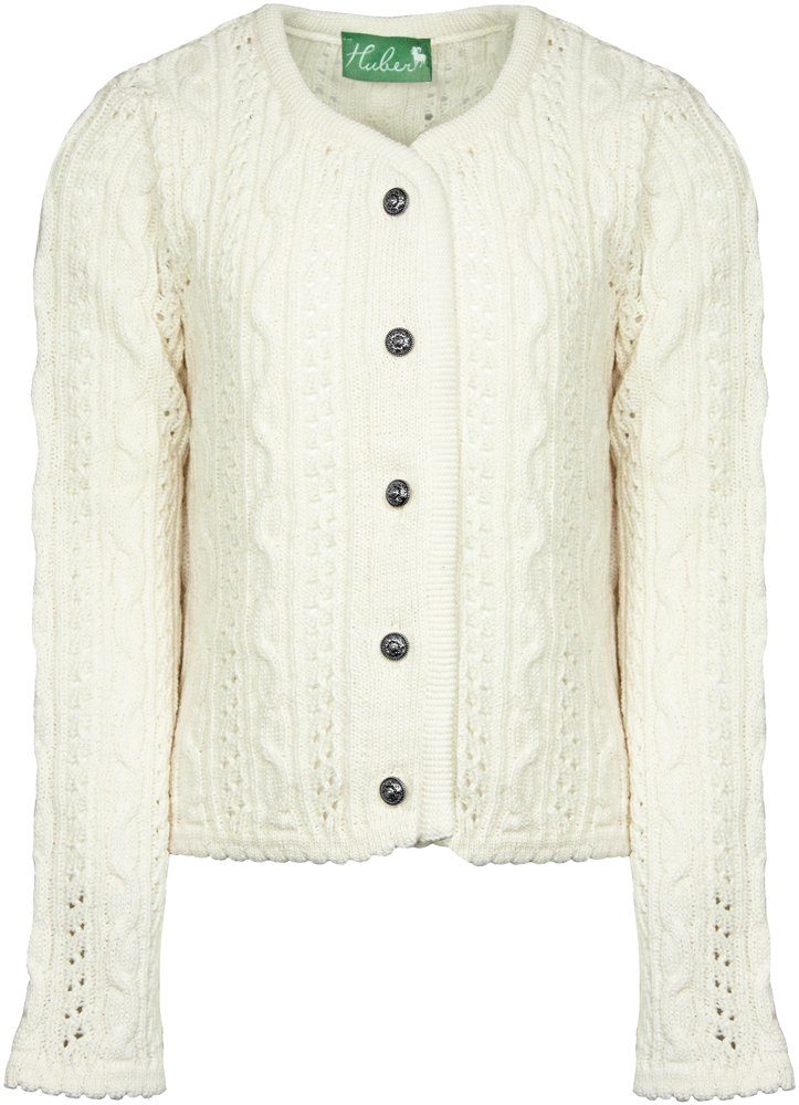 Huber Mode & Tracht Strickjacke 'Alia' für Mädchen, Creme Weiß