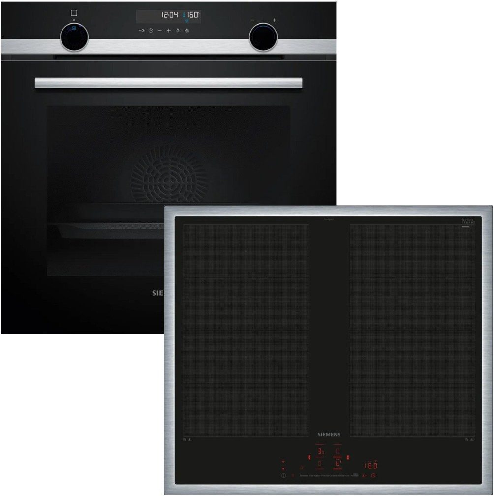 SIEMENS Flex-Induktions-Herd-Set Pyrolyse Teleskopauszug +Induktionskochfeld varioInduktion HomeConnect, mit 1-fach Teilauszug, Hydrolyse