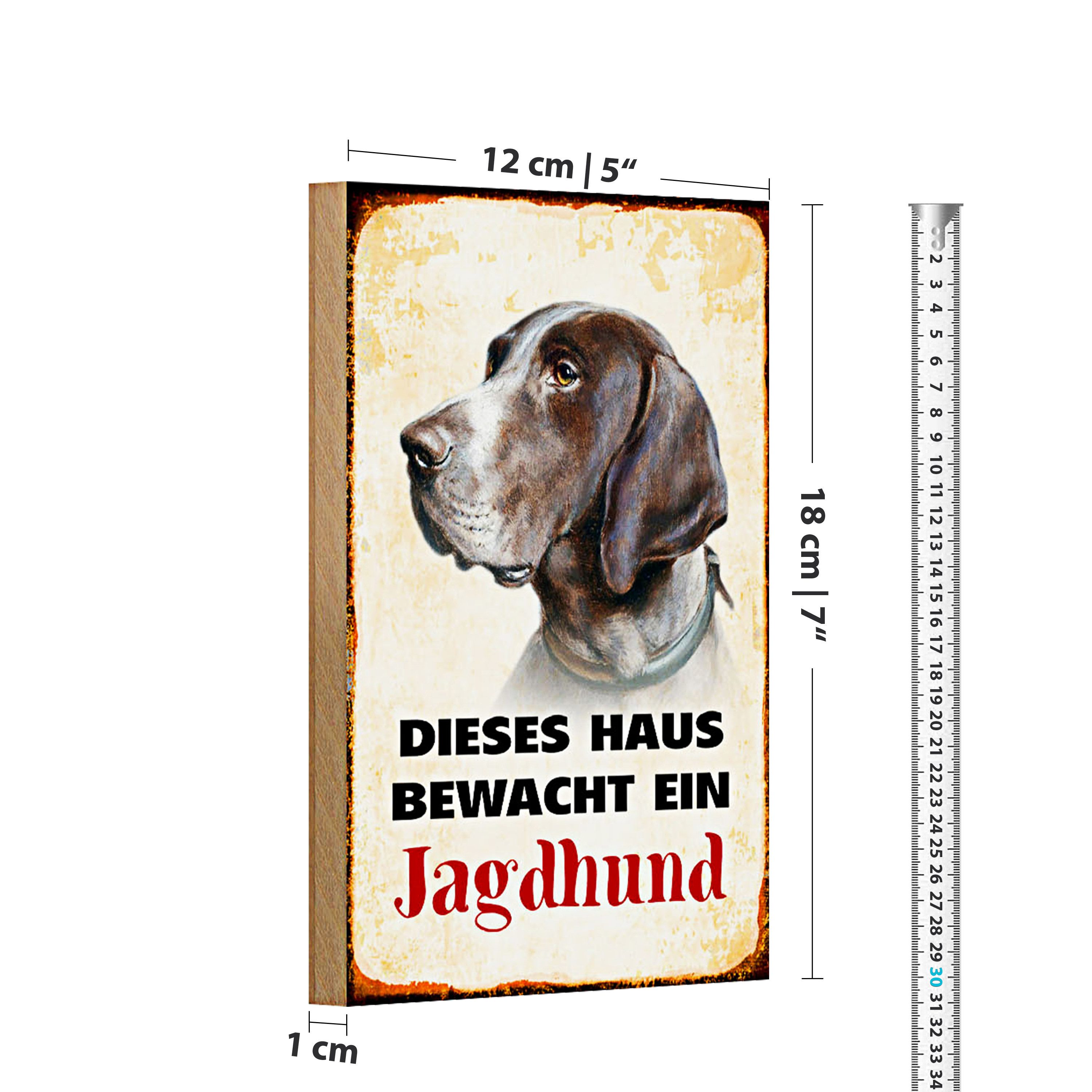 Roomando Holzbild Hund 12x18cm dieses Haus bewacht ein Jagdhund