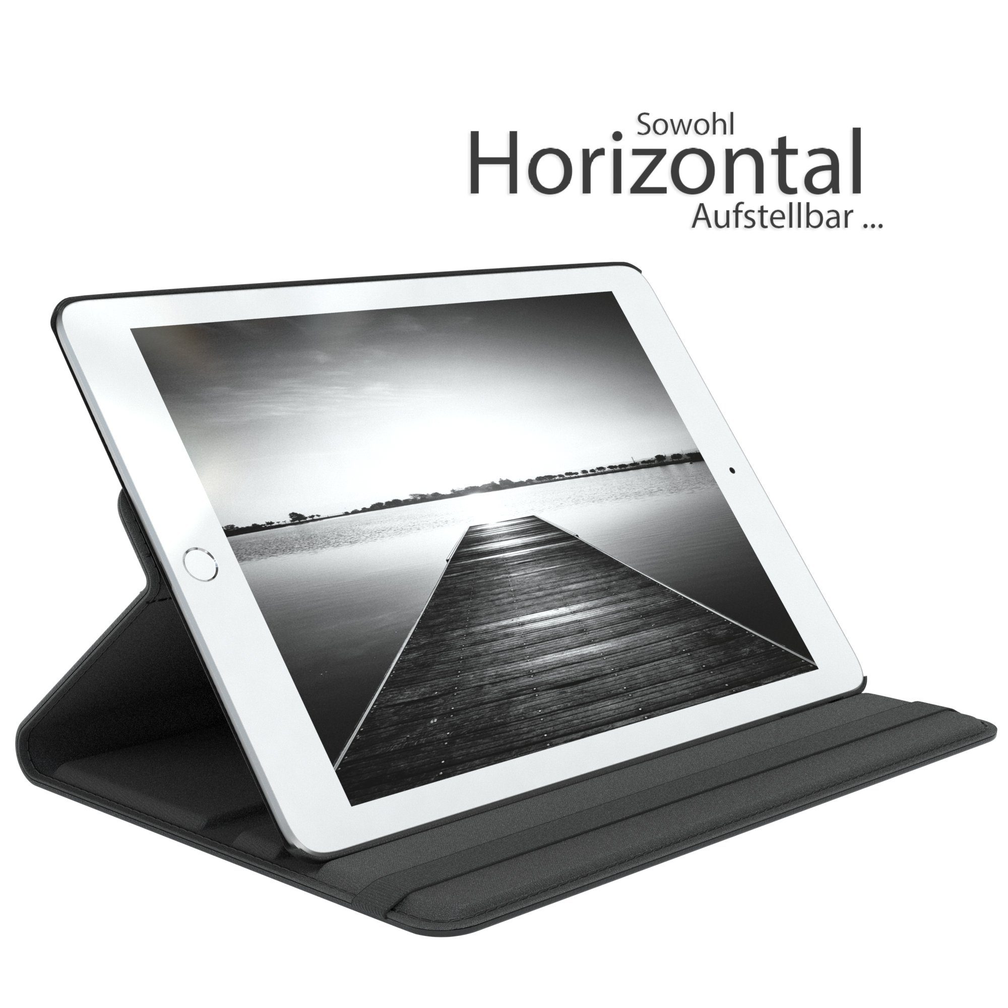EAZY CASE Tablet-Hülle Rotation Case für Apple iPad Pro 9,7" (2016) 9,7 Zoll, Hülle 360° drehbar mit Standfunktion Etui Anti-Kratz Tasche Schwarz