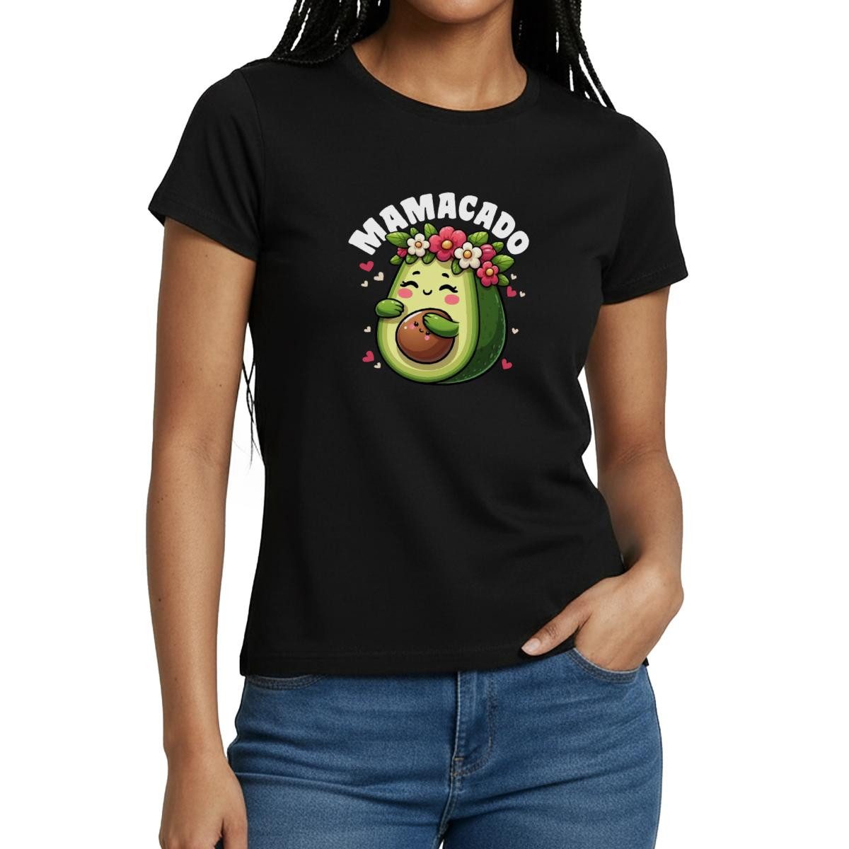 Spreadshirt T-Shirt Mamacado, Avocado Mama Schwangerschaft Frauen T-Shirt (1-tlg) Slim Fit, fällt klein aus