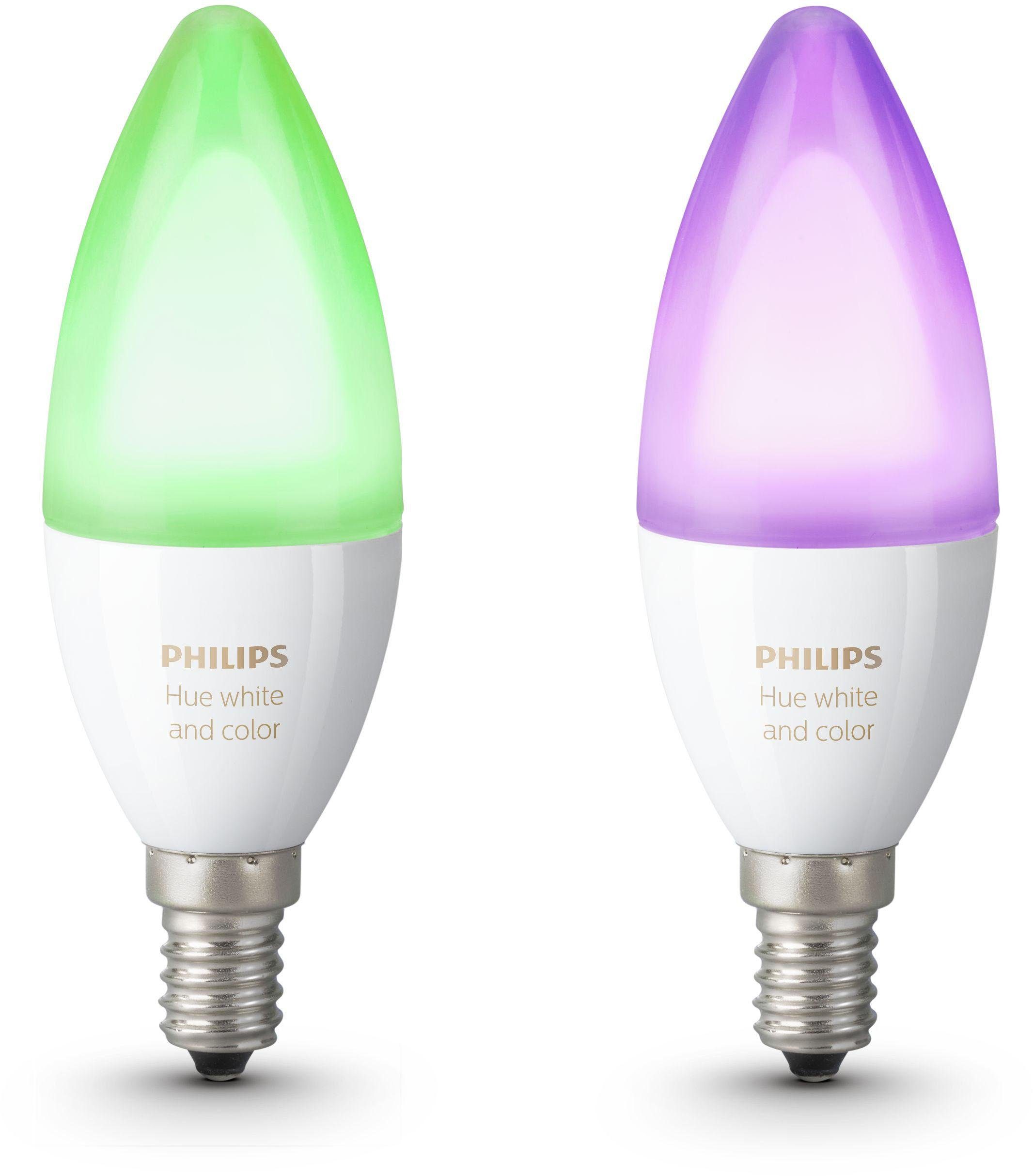 Philips Hue LED-Lichtsystem, E14, 2 Stück, Neutralweiß, Tageslichtweiß ...