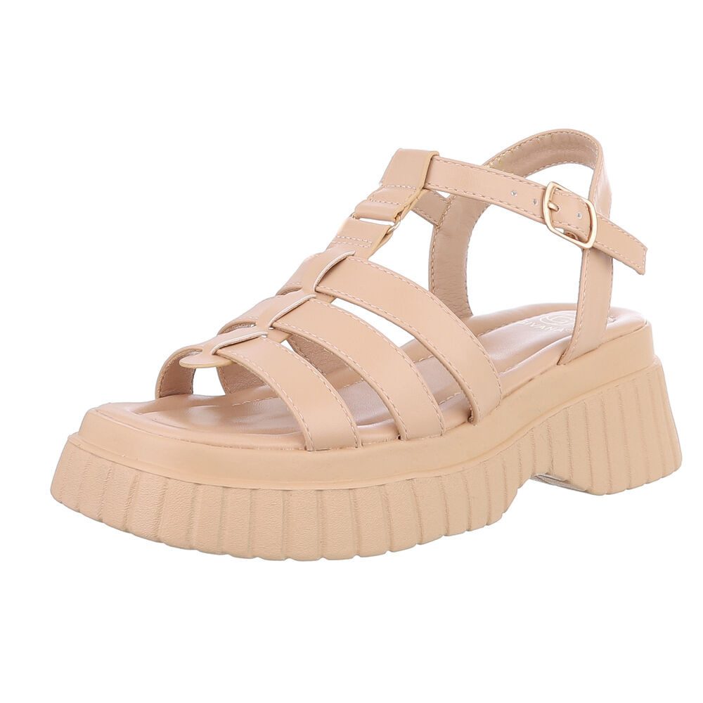 Ital-Design Beige Plateau-Riemensandalen für Damen – Komfortabel & Trendy Plateausandaletten (89372592) Blockabsatz Sandalen & Sandaletten in Beige