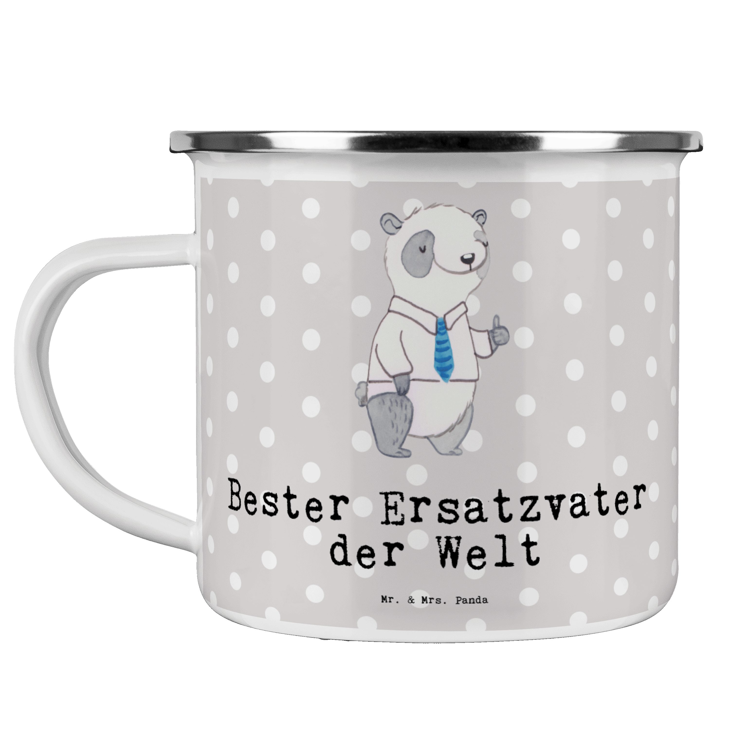 Mrs. Pastell Welt Panda Geschenk, Mr. Emaille der Becher - Ersatzvater Bester - Geschenk, Panda & Grau