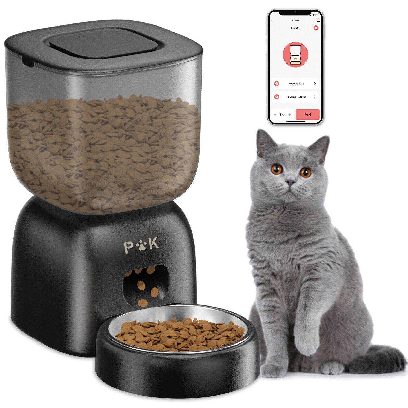 Futterautomat 3L WIFI Automatischer Futterautomat Futterspender für Katzen & Hunde