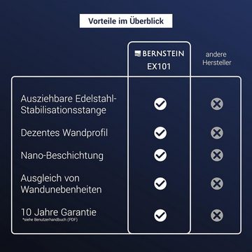 Bernstein Walk-in-Dusche EX101, 10mm ESG-Sicherheitsglas Nano-Beschichtung - Echtglas / Profilfarbe: Chrom, Klarglas / Breite wählbar / Duschabtrennung / Duschwand / 200cm Höhe