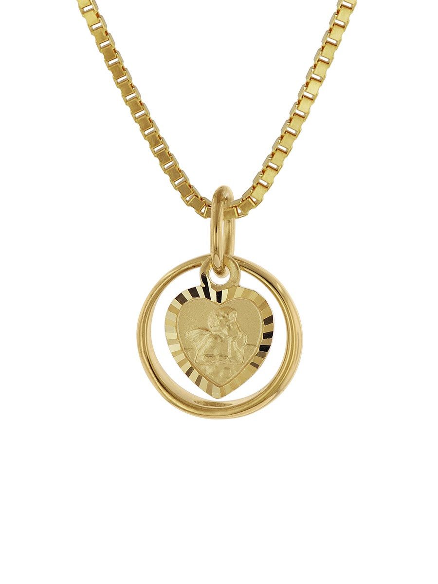 trendor Kette mit Anhänger Taufring mit -Gold 585 / 14K mit plattierter