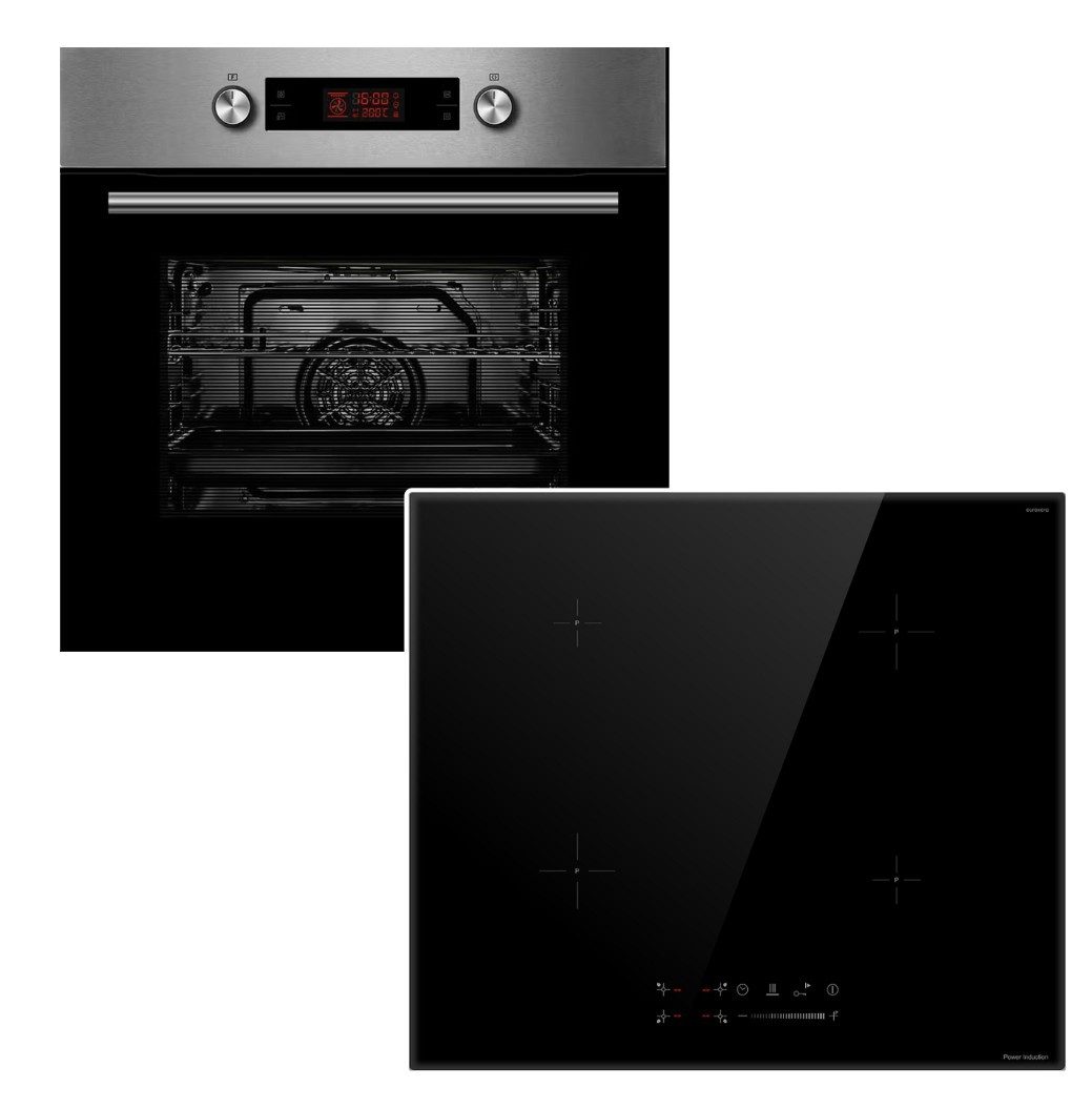 Midea Backofen-Set Pyrolyse Teleskopauszug+ keenberk Induktionskochfeld Boost TouchSlider, mit 1-fach Teilauszug, Pyrolyse-Selbstreinigung