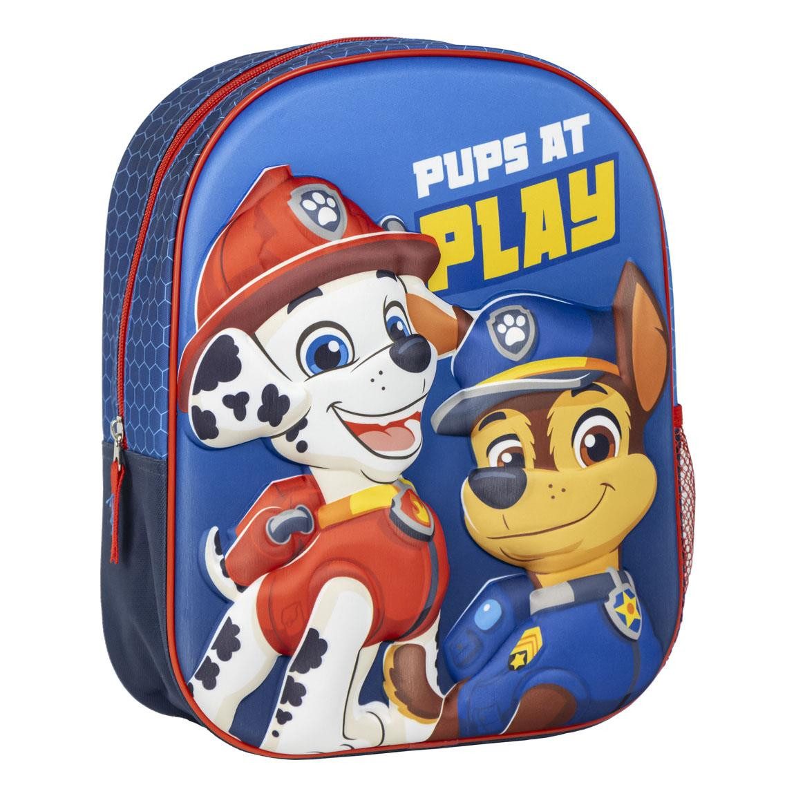 PAW PATROL Kindergartentasche Chase & Marshall, 3D Kinder-Rucksack 31x25x10 cm