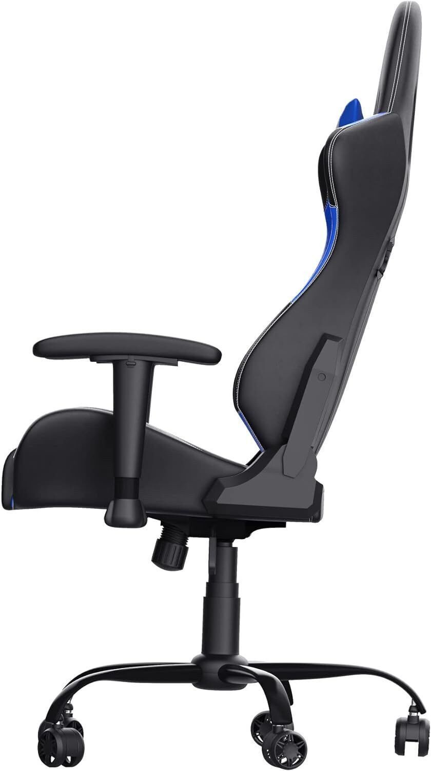 Trust Gaming-Stuhl GXT 708W Resto Gaming Stuhl 360° Drehstuhl Bürostuhl Schwarz/Blau, Gepolsterter Sitz, Mit Kissen, Höhenverstellbarer, 360° Drehbar