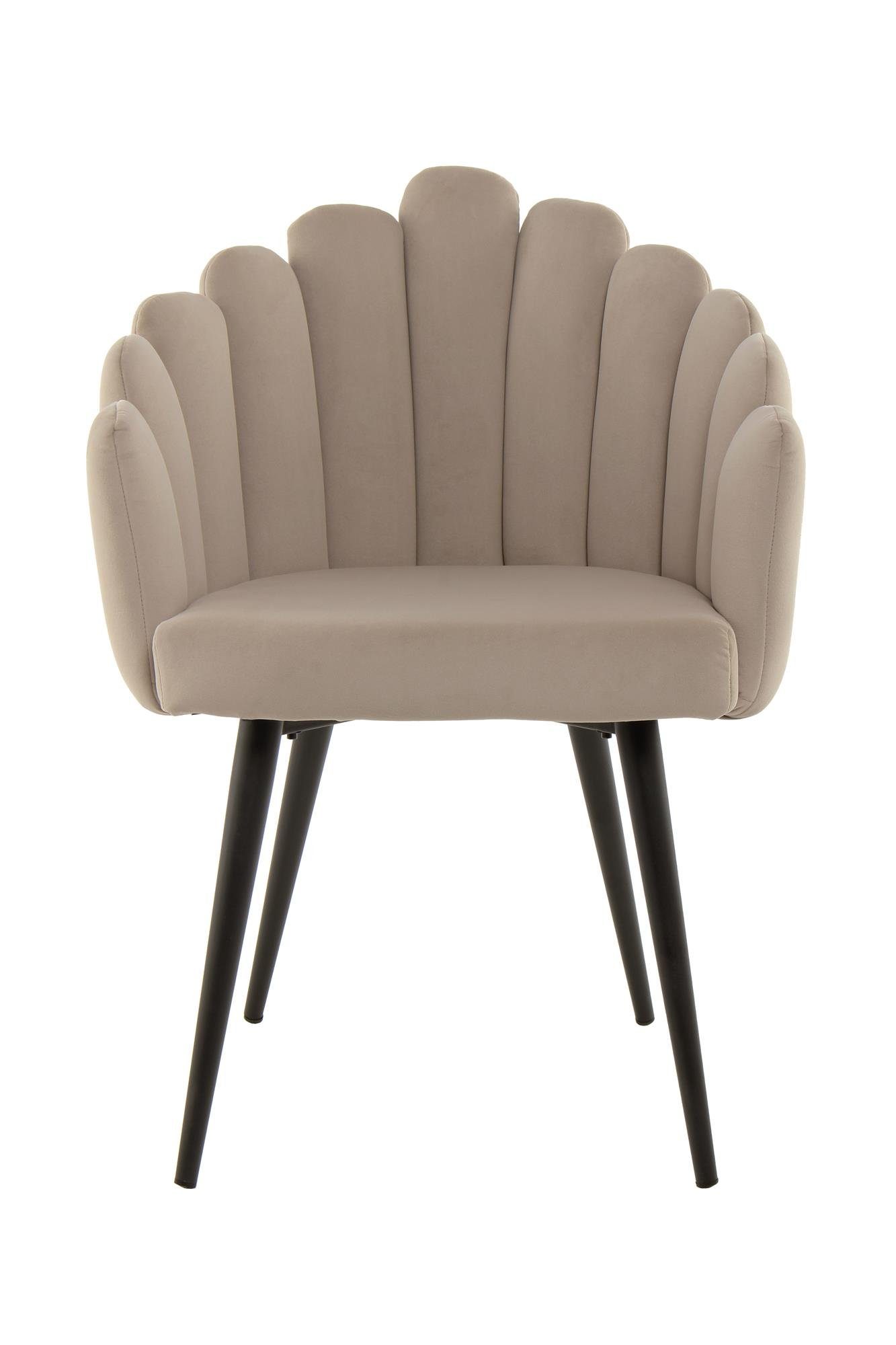Qiyano Stuhl Sessel Samt-Stuhl mit Armlehne Muschel-Form Wohnzimmer Beige | Beige