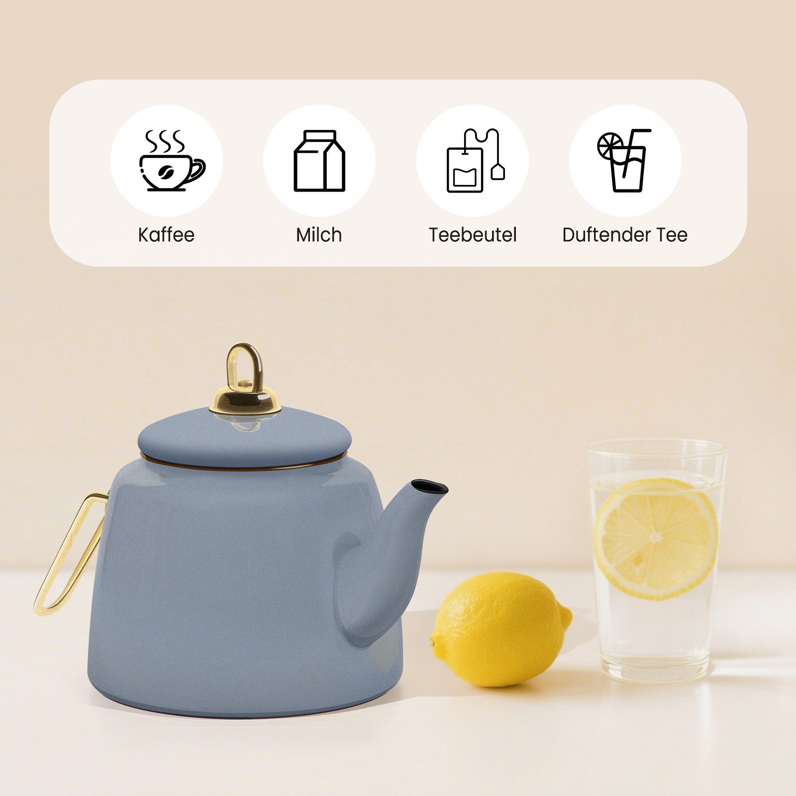 HOMELUX Teekanne Induktionsgeeignet, Wasserkessel, Turkische Teekocher 2L+1L, (4-tlg, Induktion), Für alle Herdarten geeignet
