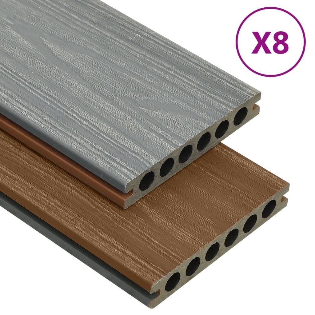 vidaXL Terrassendielen 16 mÂ² 22 m WPC Terrassendielen mit Zubehör Braun und Grau 16 m² 2,2 m, BxL: je 0x0 cm