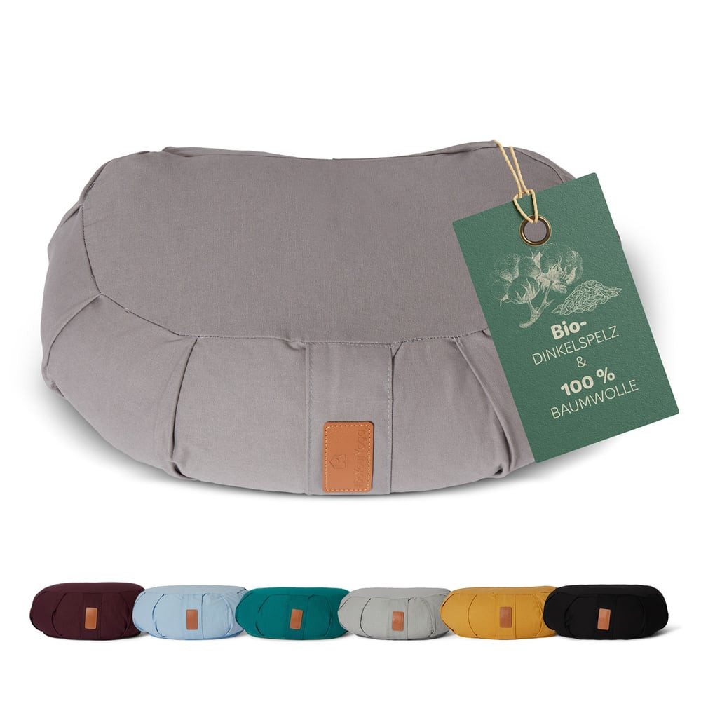 #DoYourYoga Yoga Bolster Zafu Halbmondkissen Ganesh, 100% Baumwolle Bio Bioweizenschalenfüllung 45x30x14 Yoga Meditation
