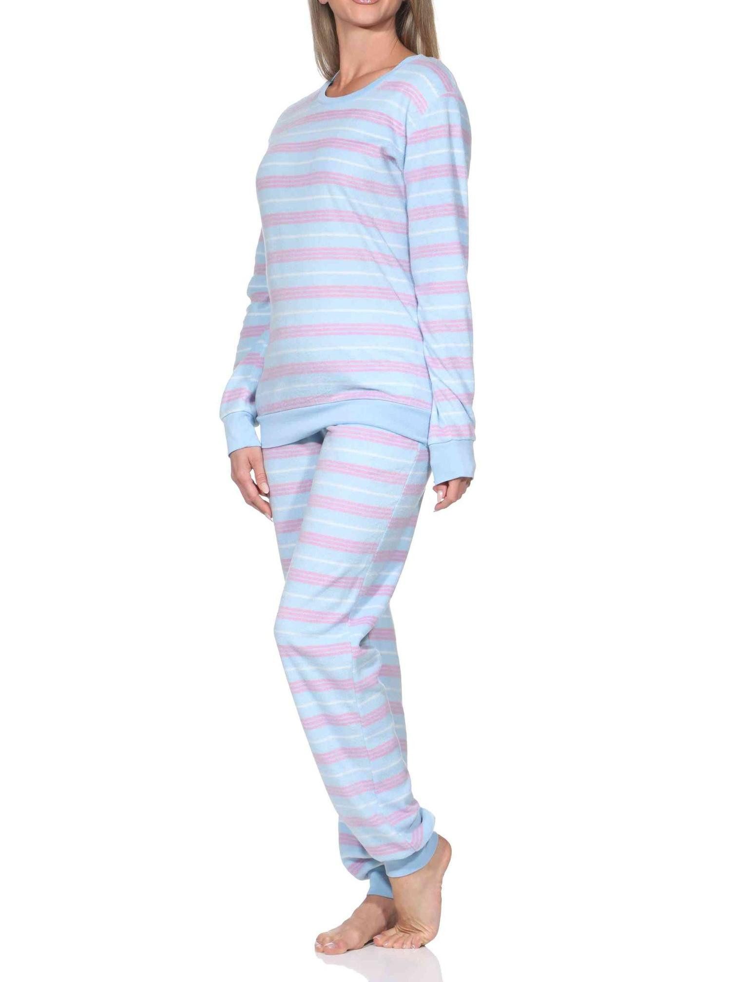 Normann Pyjama Normann Damen langarm Fleece Pyjama mit Bündchen in chilligen Look – Bild 3 von 4