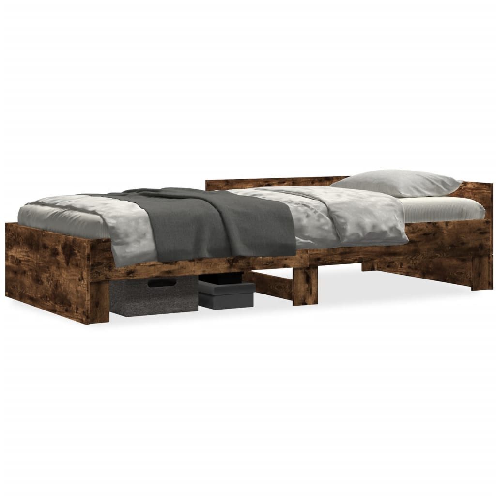 vidaXL Bett Bettgestell ohne Matratze Räuchereiche 75x190 cm Holzwerkstoff günstig online kaufen