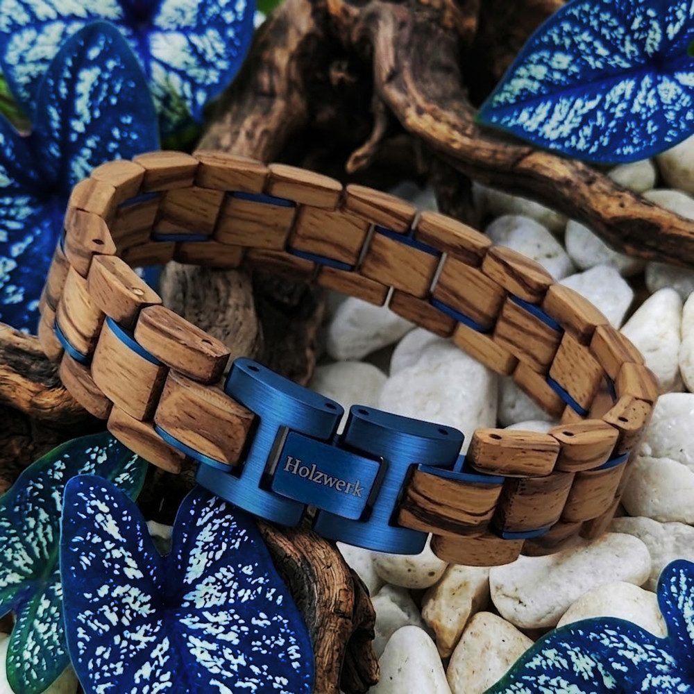 Holzwerk Edelstahlarmband Designer Holz Armband, Armkette Gliederarmband, inklusive Armbandkürzer, Holz Unikate, ideal auch als Geschenk