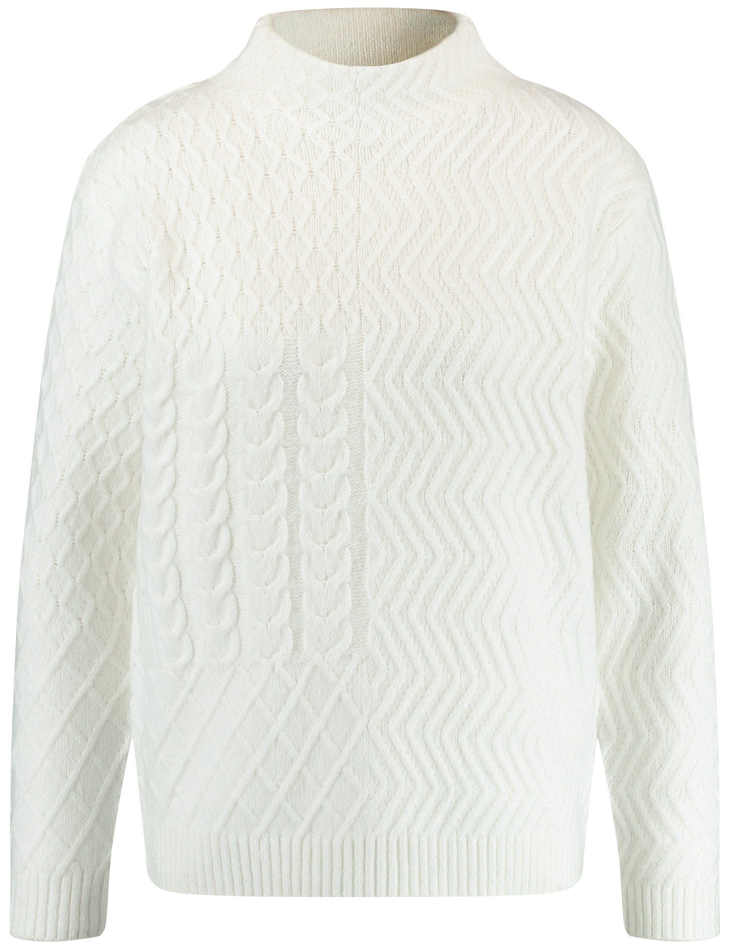 GERRY WEBER Rundhalspullover Pullover Turtleneck Strick-Muster mit Off-white und