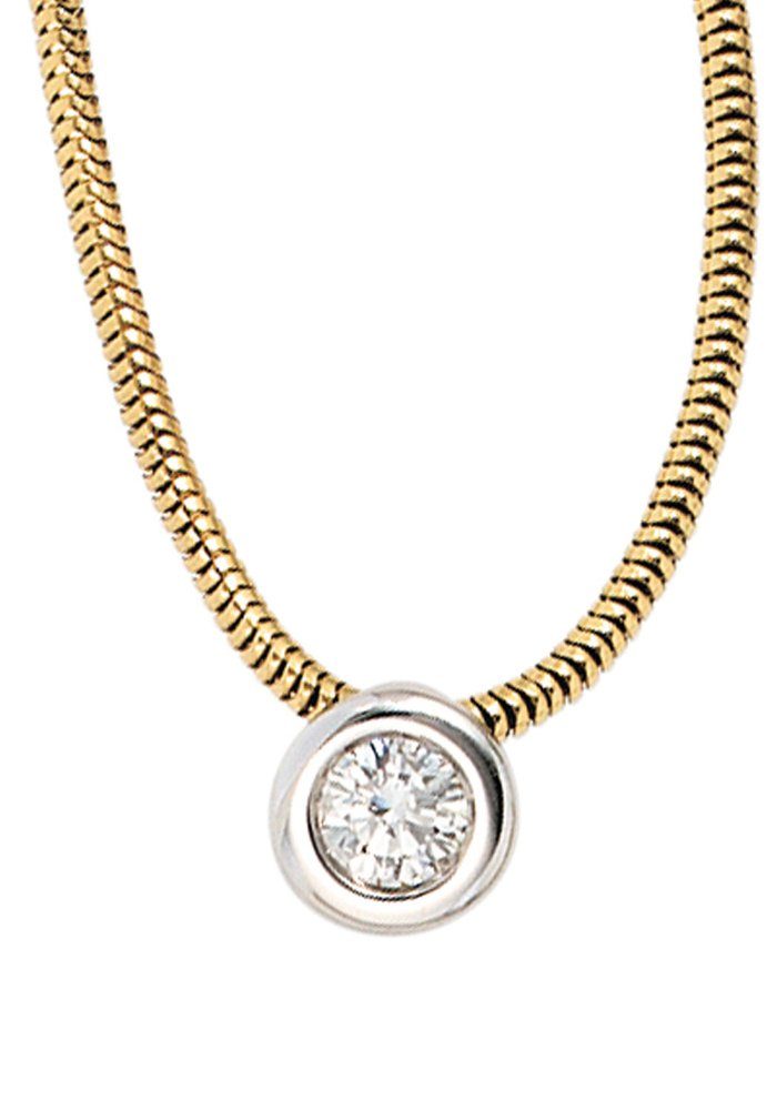 JOBO Kette mit Anhänger Halskette mit Diamant, 585 Gold bicolor 42 cm