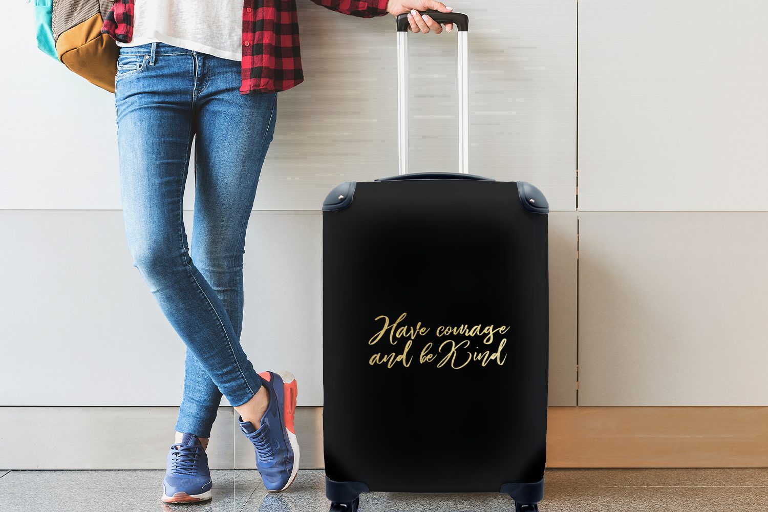 4 - für Gold Zitate - - Reisekoffer MuchoWow Reisetasche mit Trolley, Handgepäckkoffer Selbstvertrauen Rollen, Ferien, rollen, Schwarz, Handgepäck