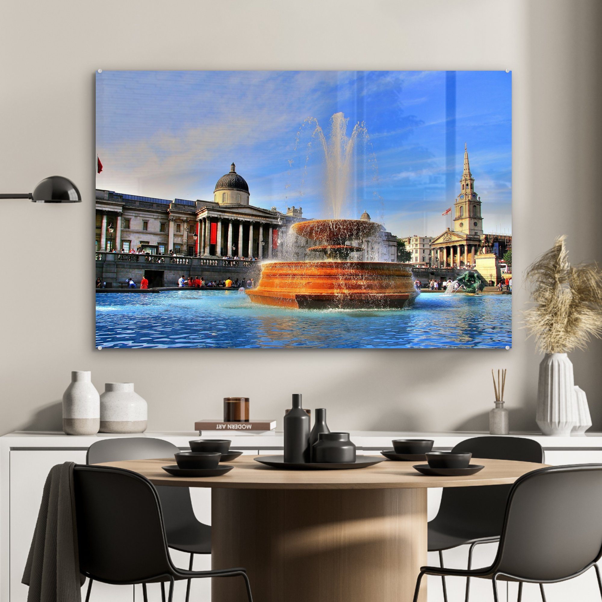 MuchoWow Acrylglasbild Bunter in dem Wohnzimmer & Himmel Acrylglasbilder Square Schlafzimmer St), Trafalgar England, über (1