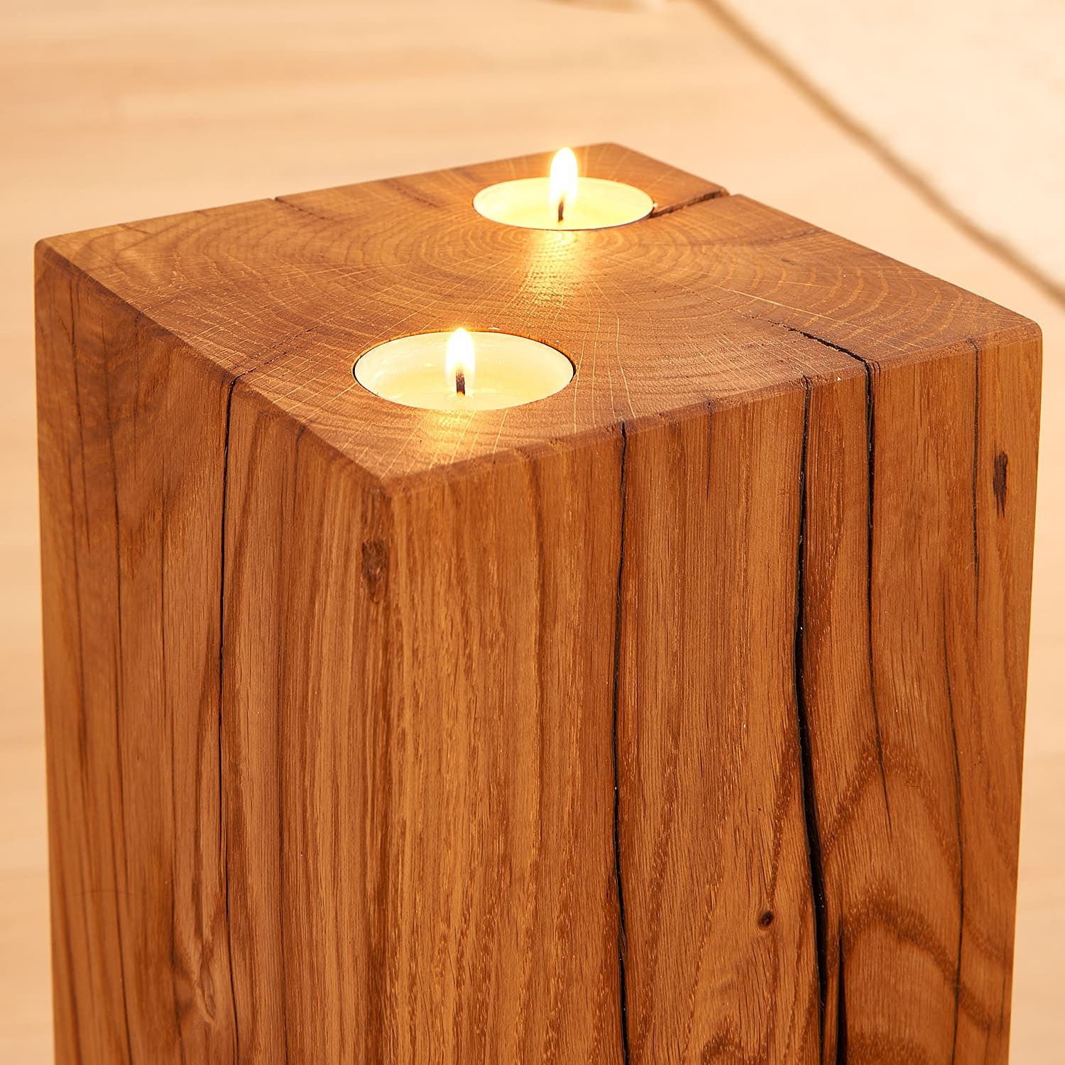 Wilk Kerzenständer Kerzensäule - Naturbelassenes Eichenholz, Eiche naturbel günstig online kaufen