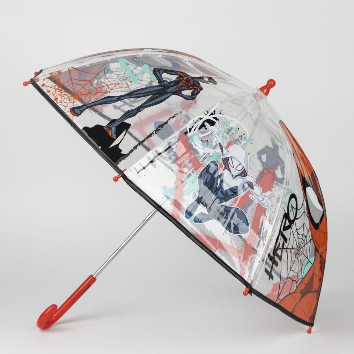Cerda Langregenschirm Spiderman Regenschirm ⌀ 71 cm Leichter Kuppel-Schirm, Durchsichtige Kuppel