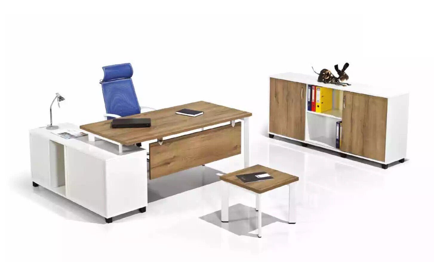 JVmoebel Eckschreibtisch Luxus Weiße Arbeitszimmer Möbel Büroeinrichtung Garnitur Set Neu 3tlg, Made In Europe