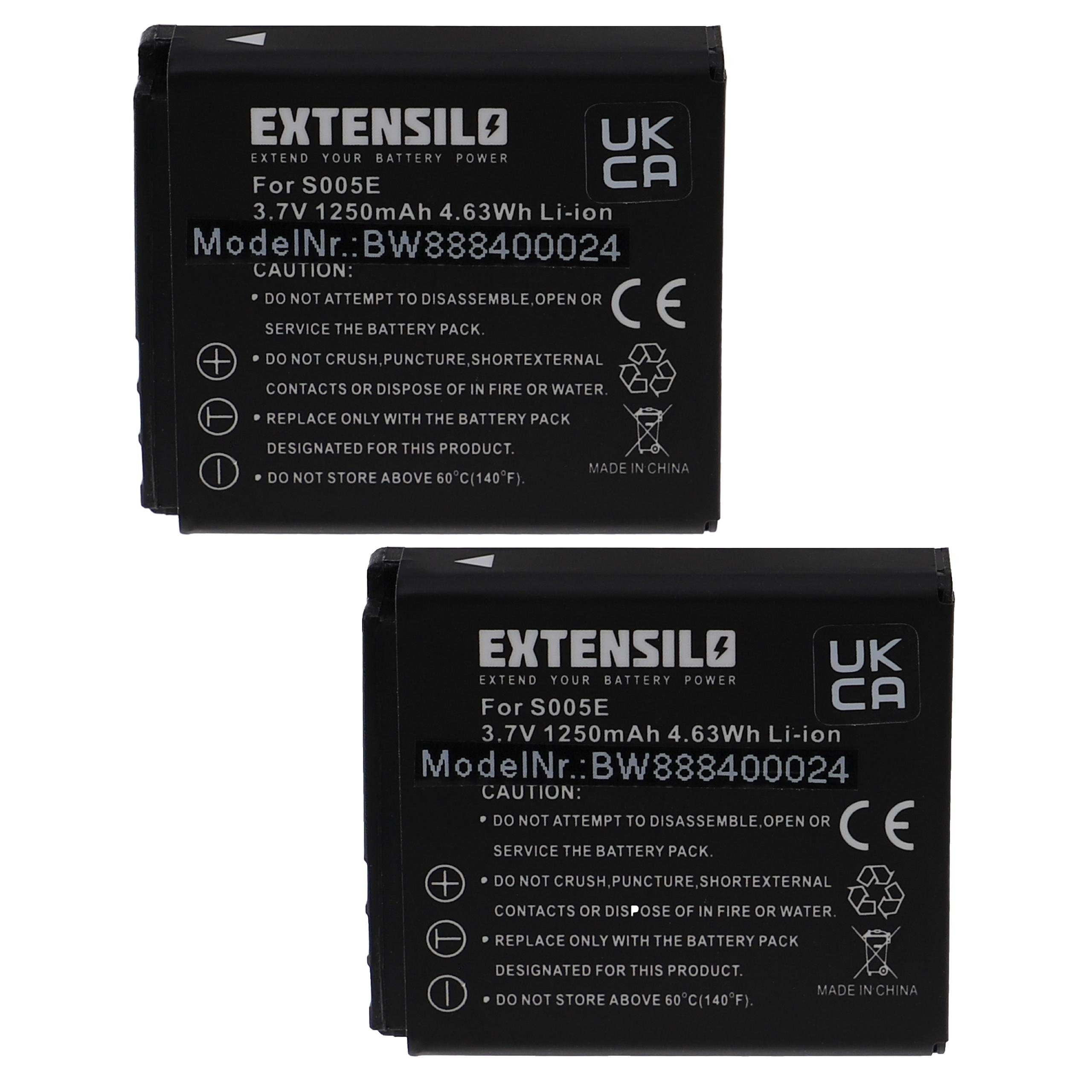 3,7V, für (1250mAh, mAh 1250 CGA-S005E/1B, CGA-S005, Kompakt Ersatz / CGA-S005E, Kamera vhbw Li-Ion) Panasonic Foto DMW-BCC12 für Kamera-Akku