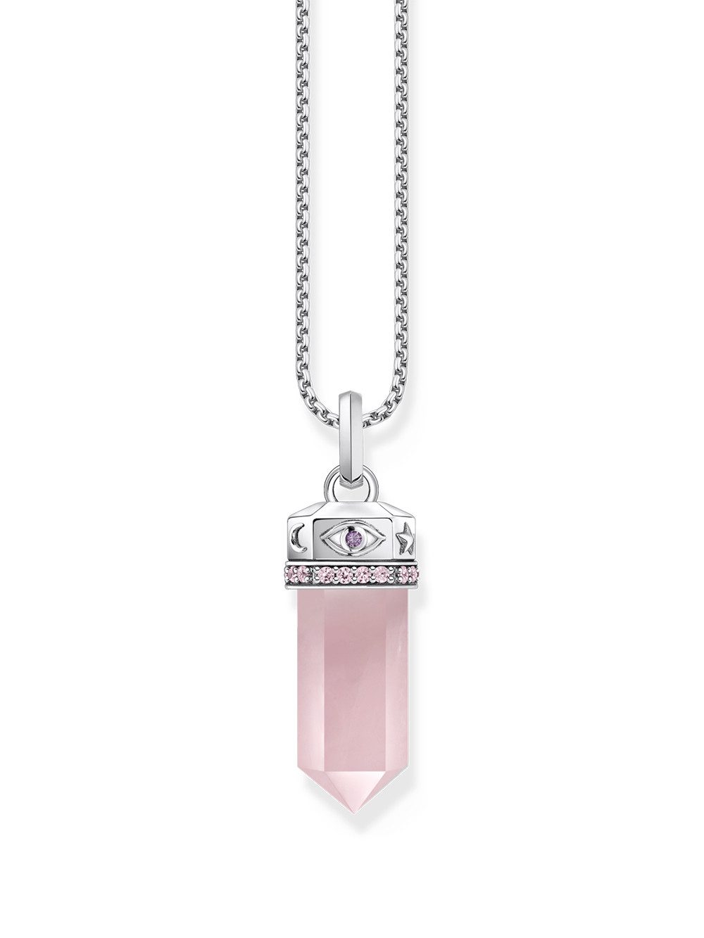 Kettenanhänger Thomas Sabo PE955-640-9 Silberner Anhänger mit rosafarbenem Rosenquar