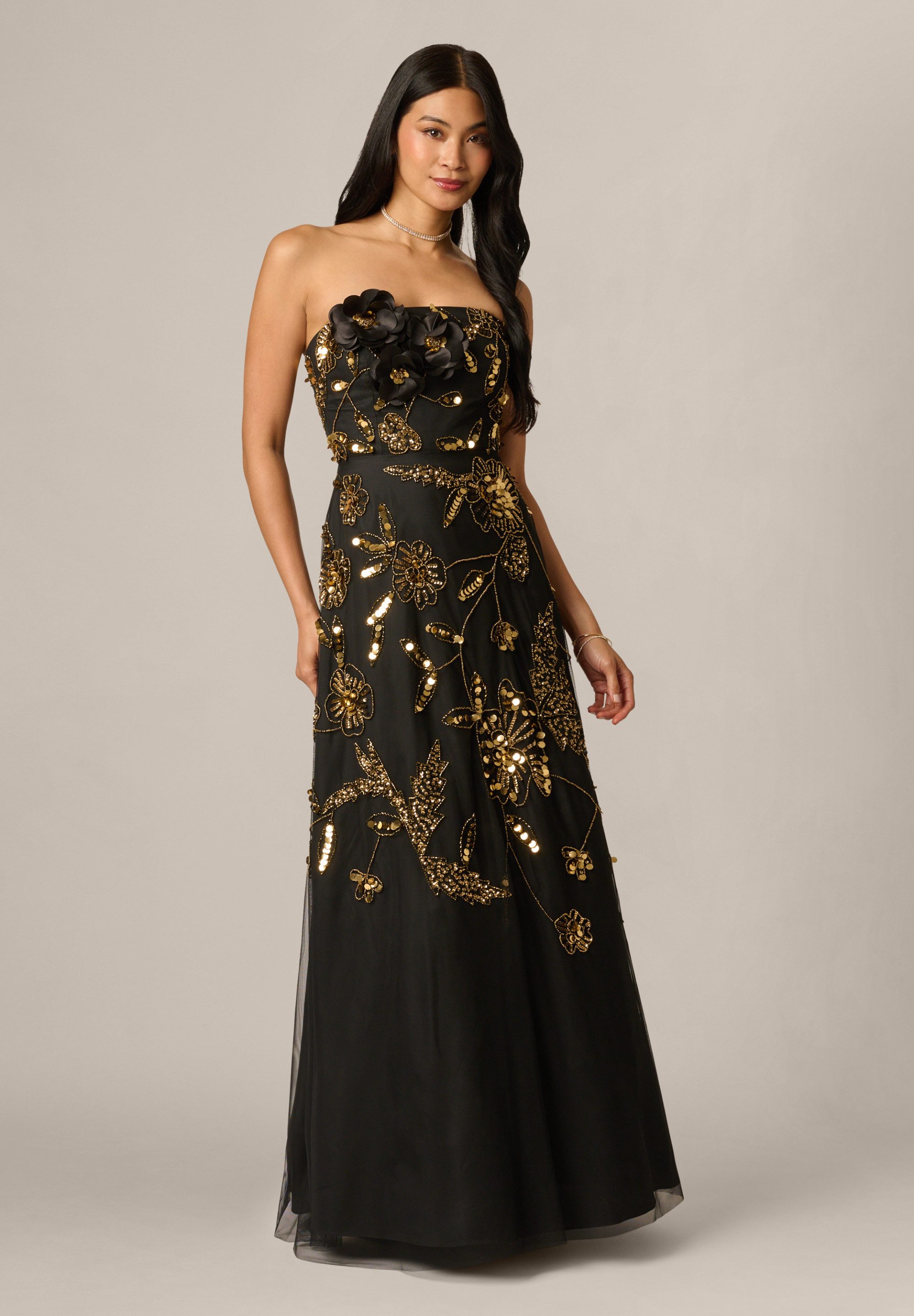 Adrianna Papell Abendkleid Floral Bead Strapless Dress Dazzling, beaded sweeping ballgown