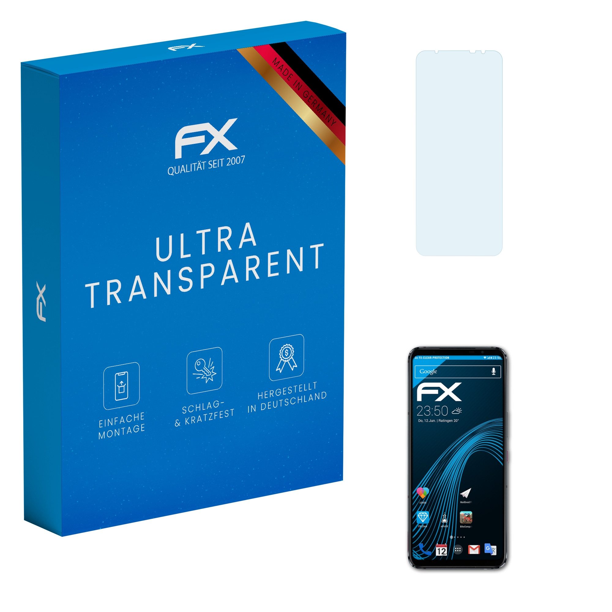 atFoliX Schutzfolie Displayschutz für Asus ROG Phone 5 Pro, (3 Folien), Ultraklar und hartbeschichtet