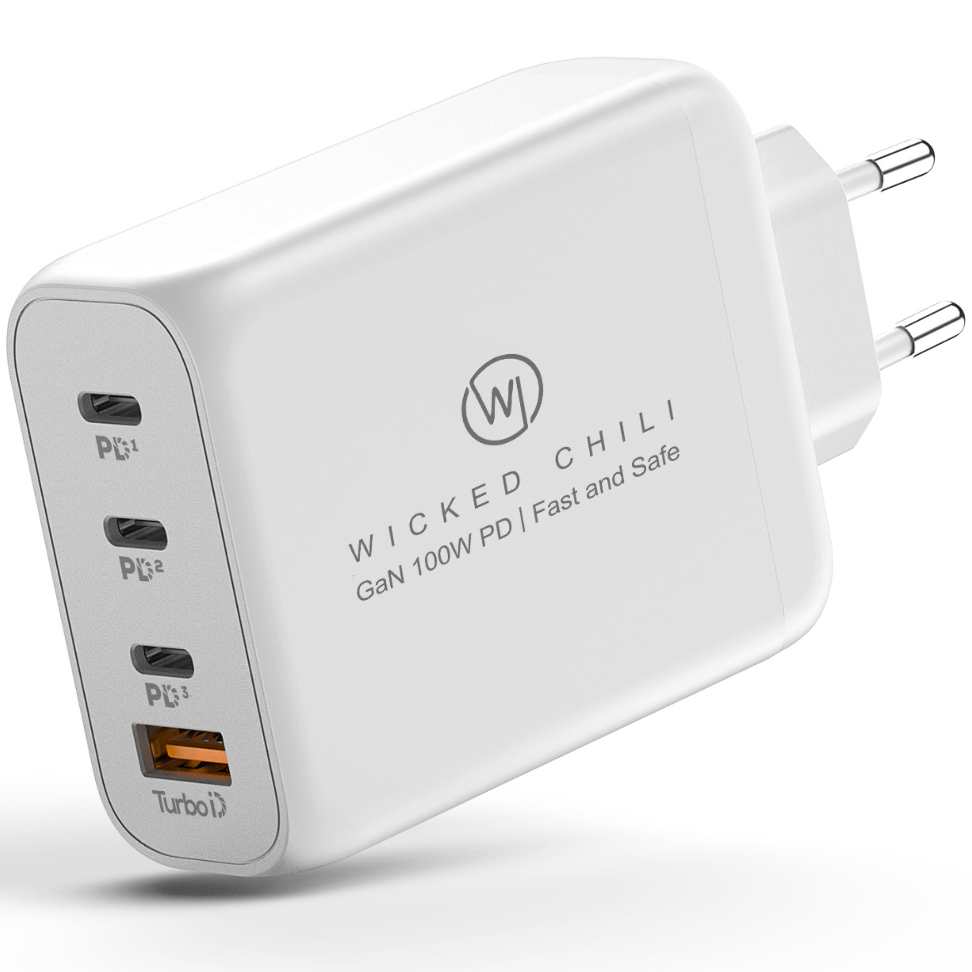 Wicked Chili 100W GaN III USB-C Ladegerät Netzteil iPhone iPad Steckernetzteil (mit USB-A / USB-C Fast Charge GaN III)