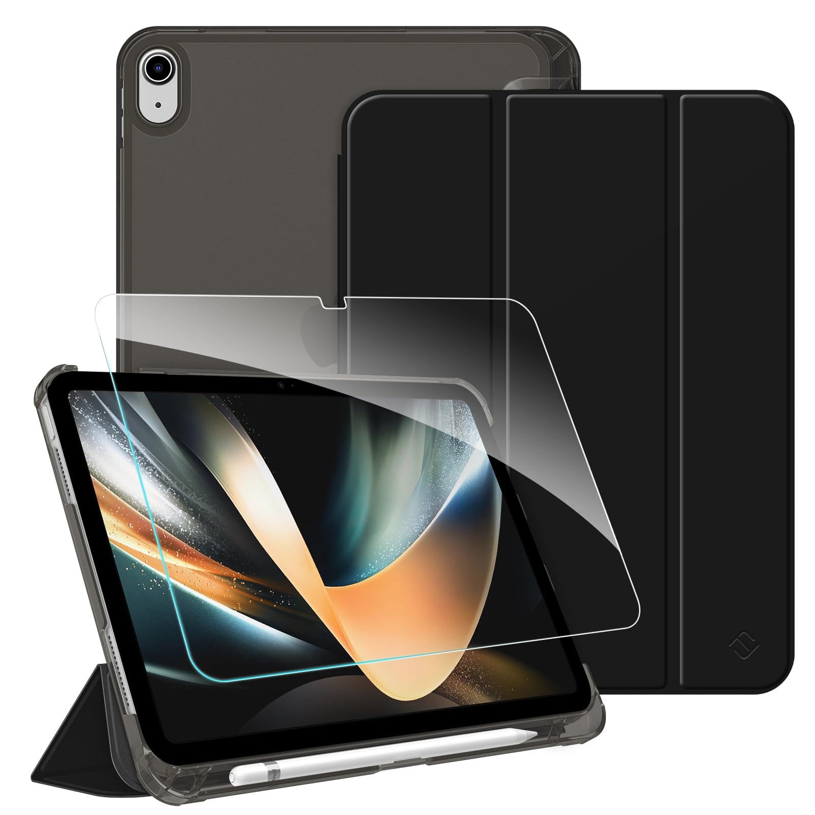 Fintie Tablet-Hülle für iPad 11 Generation 11'' 2025 (A16), iPad 10 Generation 10.9'' 2022, mit Schutzfolie-ultradünne transparente Rückseite Case mit Stifthalter