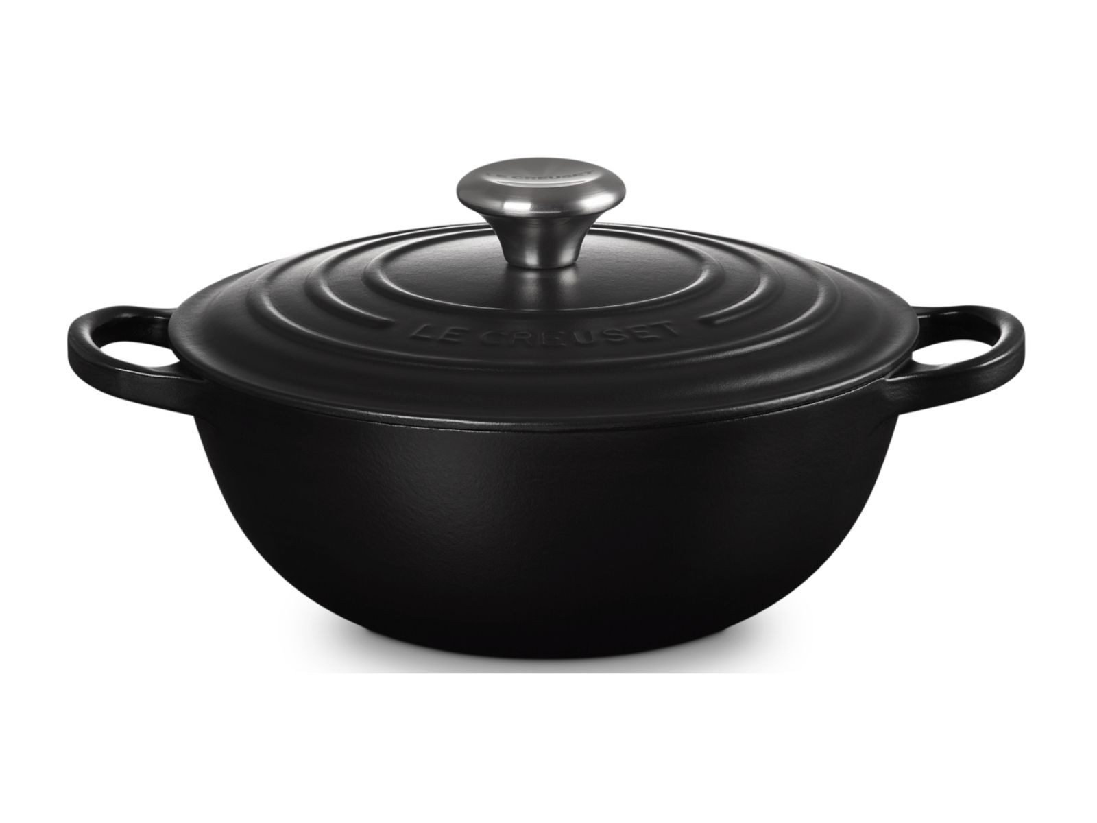 LE CREUSET Bräter Bräter La Marmite Signature rund schwarz matt 24cm, Emailliertes Gusseisen
