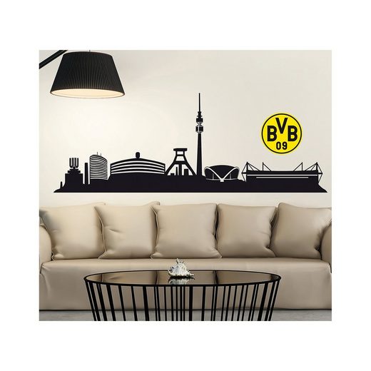 Borussia Dortmund Wandtattoo BVB Skyline mit Logo, 2tlg