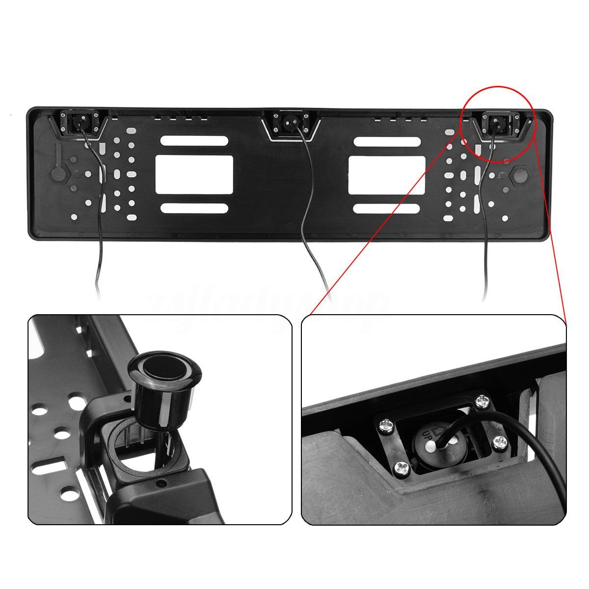 Rückfahrkamera zum im (Einparkhilfe KFZ, Kennzeichenhalter CARMATRIX Parksensoren 3 einstellbaren Nummernschild CM-616 Rückfahrsystem Ton, PDC, für Nachrüsten) Auto