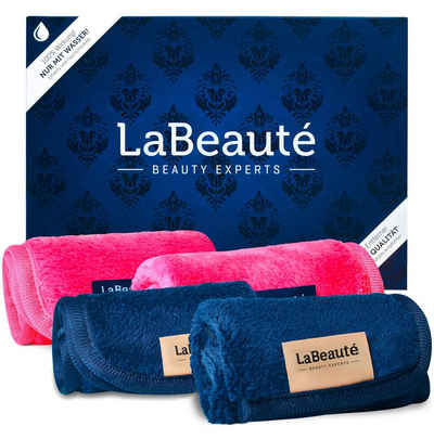 LaBeauté Gesichtsreinigungstuch Abschminktücher Mikrofaser 21x21 cm pink und dunkelblau, 4-tlg., (4 Stück) waschbar und wiederverwendbar