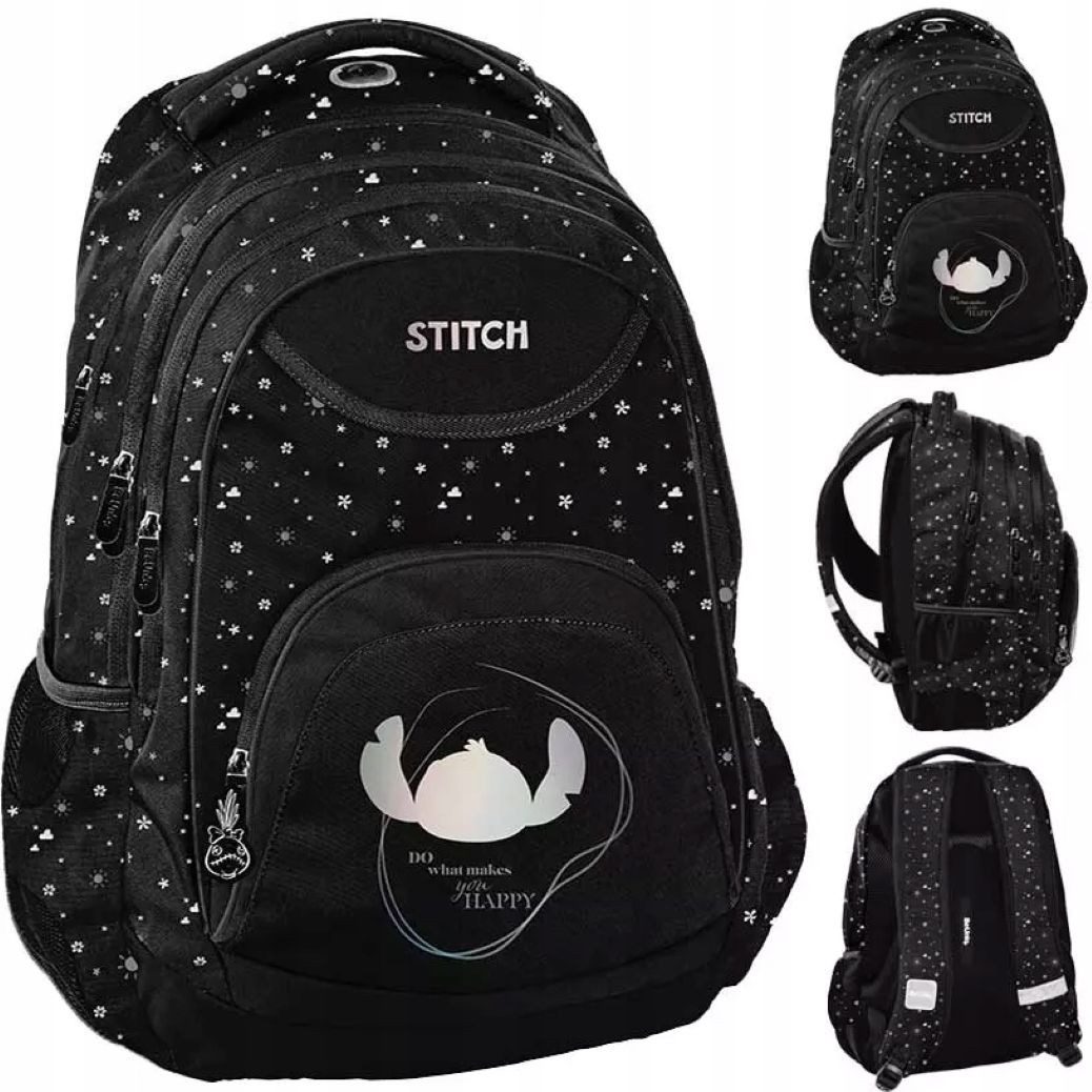 PASO Schulrucksack BeUniq Schulrucksack Mädchen Stitch Lilo Schwarz 40cm Paso (1-tlg)