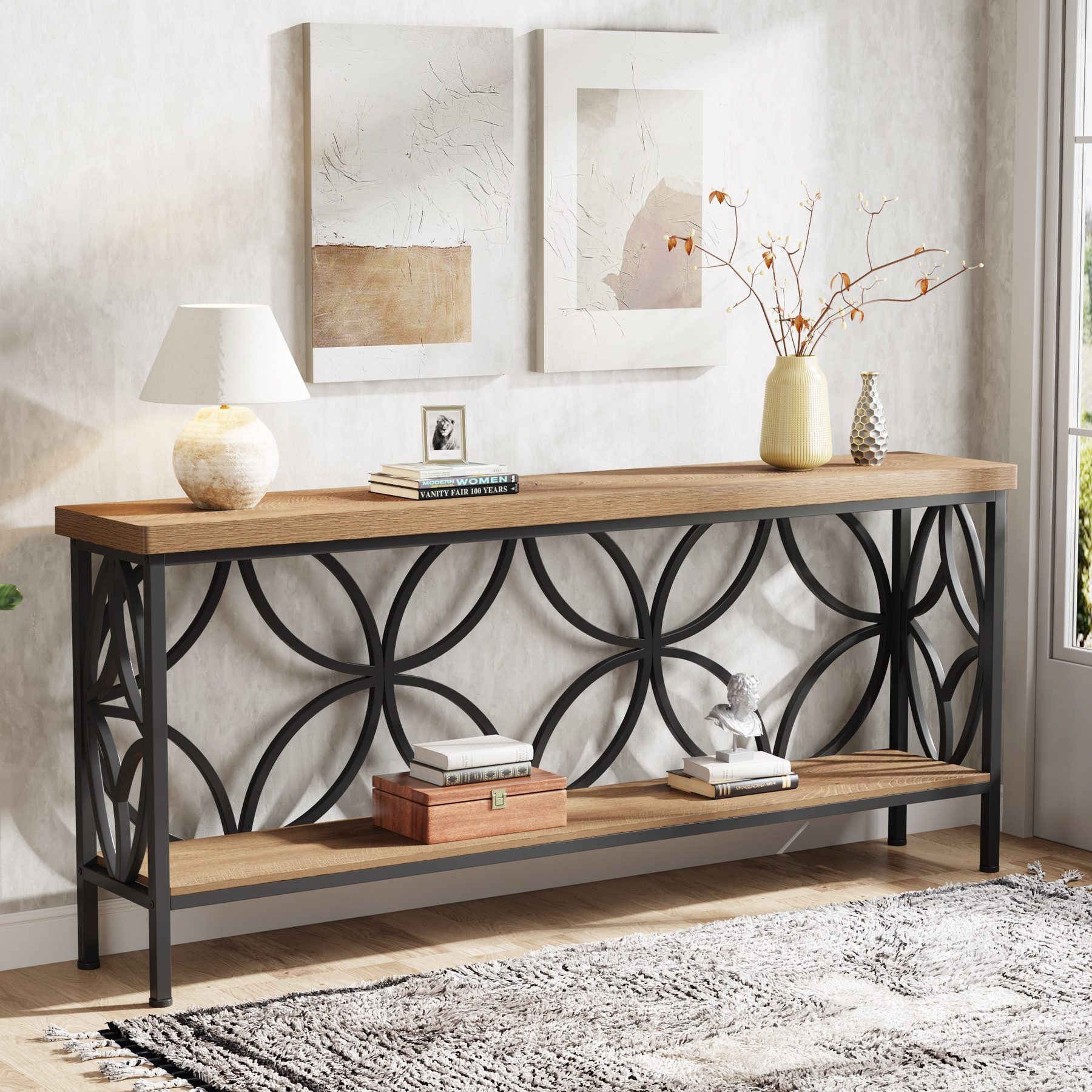 Tribesigns Konsolentisch Schmaler Konsolentisch, 160 cm langer Sofatisch hinter Couch