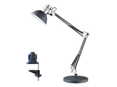 FISCHER & HONSEL LED Schreibtischlampe, Klemmleuchte Retro-Design, Industrial Style, Schwenk-Lampe mit Lampenschirm Metall - Rund, Designklassiker, Klemmbar, Flexibel, mit Schnur-Schalter