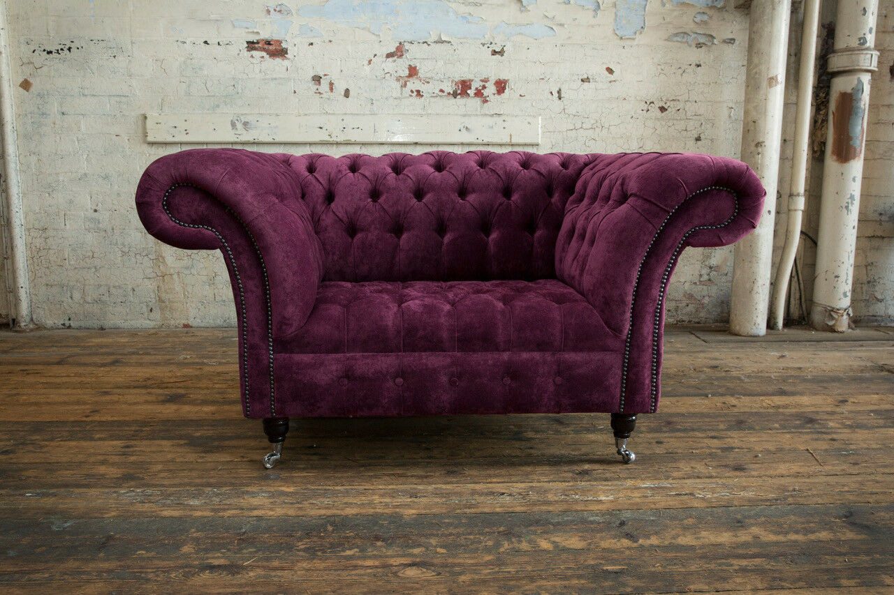 Xlmoebel Chesterfield-Sessel Bordeauxrotes Chesterfield Sofa aus hochwertigem Textil (1-St., Sofa 1,5 Sitzer), Hergestellt in Europa